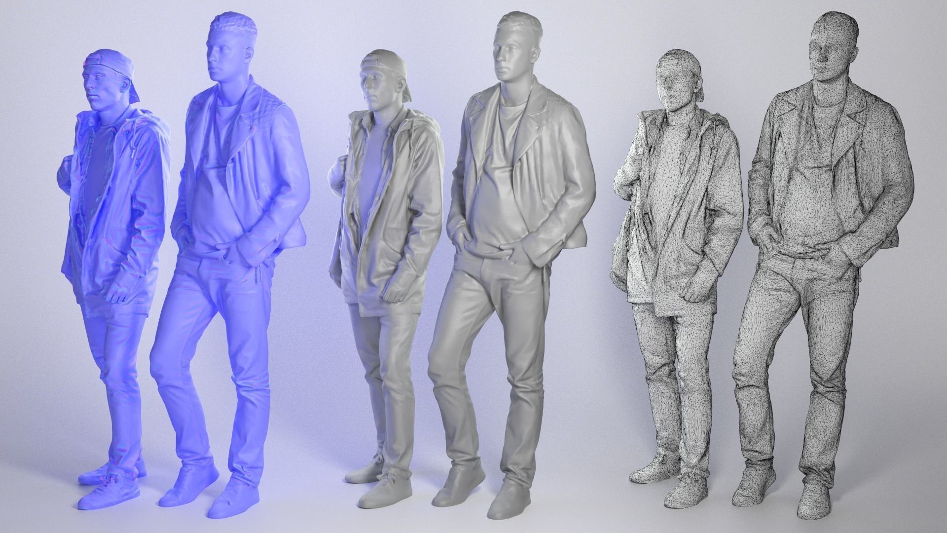 Bundle Stylish men street style 05 Low-poly 3D model_3