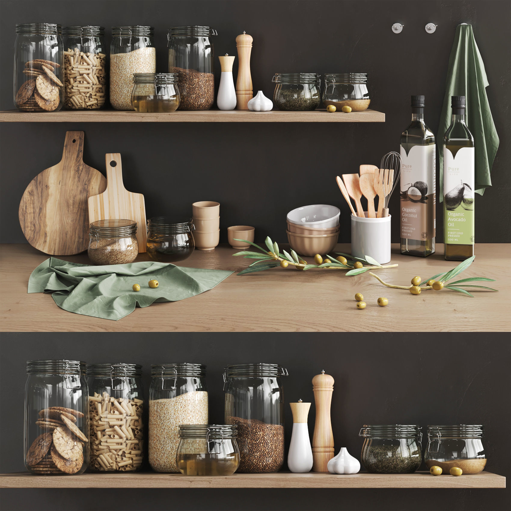 Kitchen decor Low-poly 3D model_0