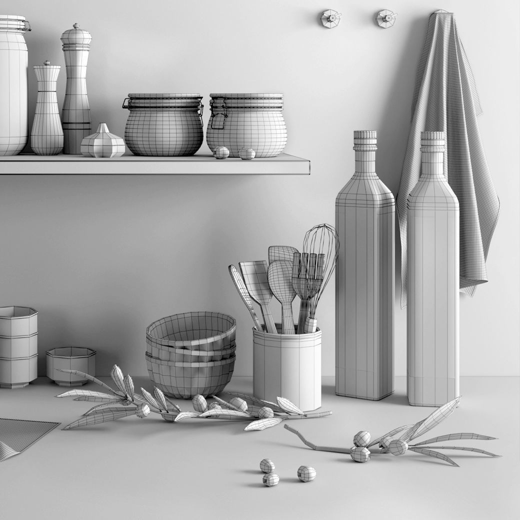 Kitchen decor Low-poly 3D model_4