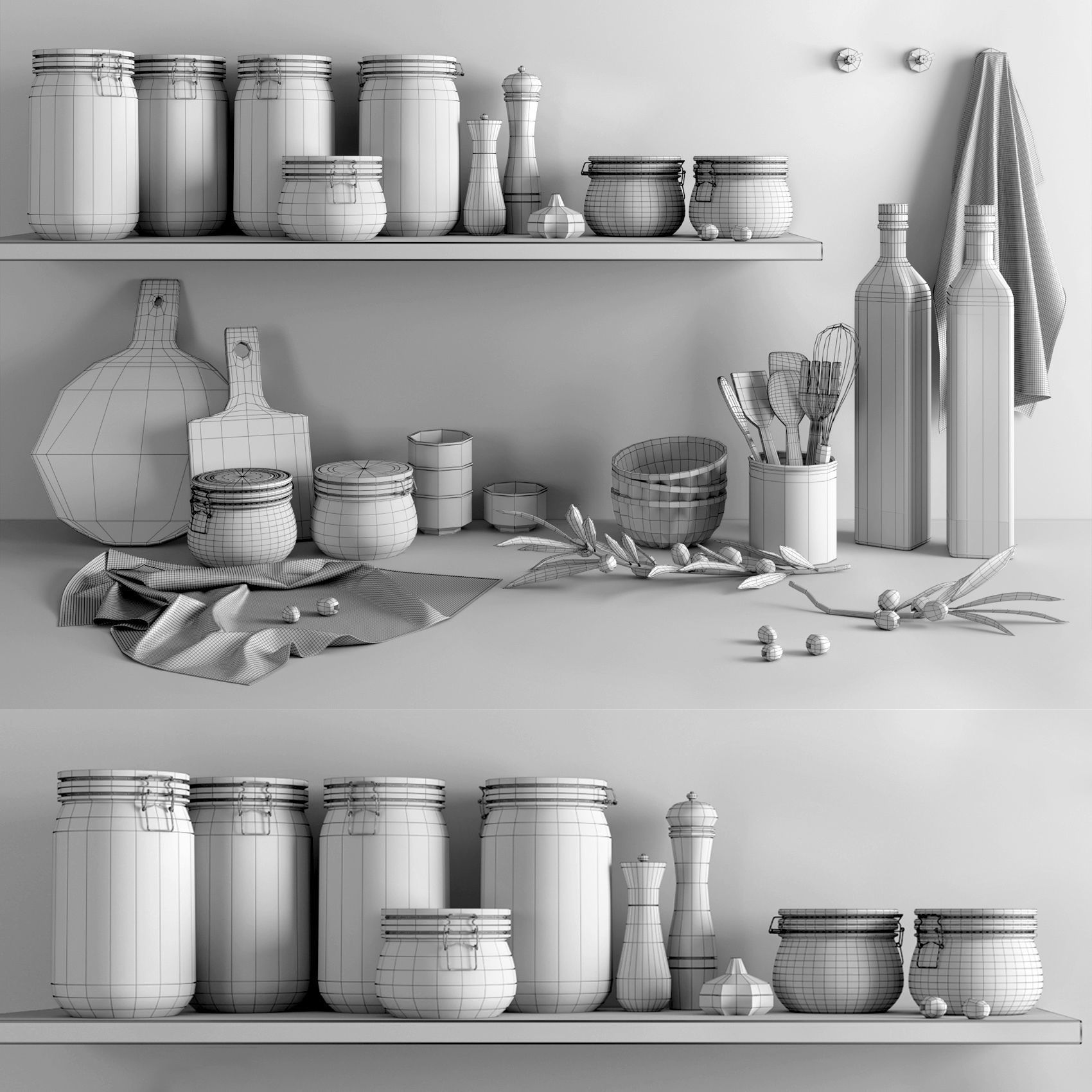 Kitchen decor Low-poly 3D model_3