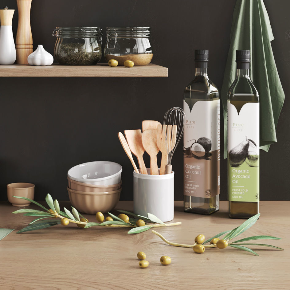 Kitchen decor Low-poly 3D model_1