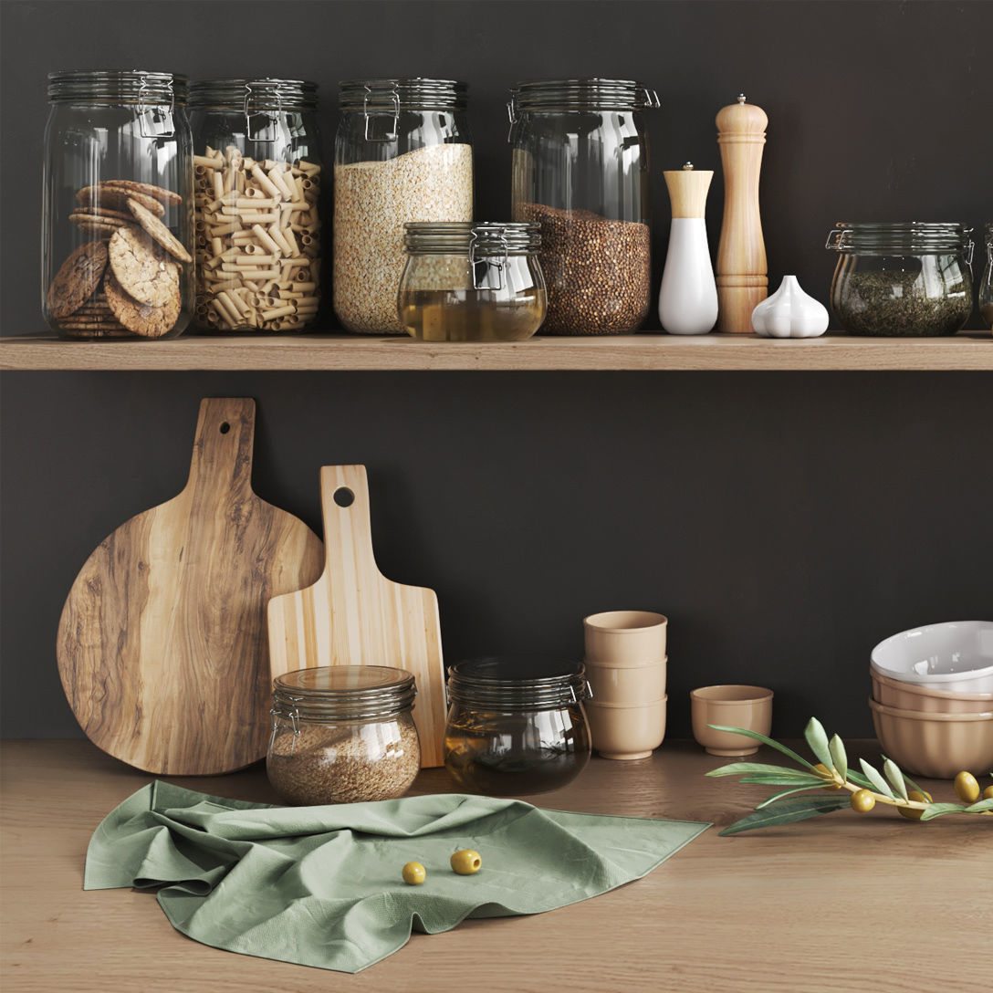 Kitchen decor Low-poly 3D model_2