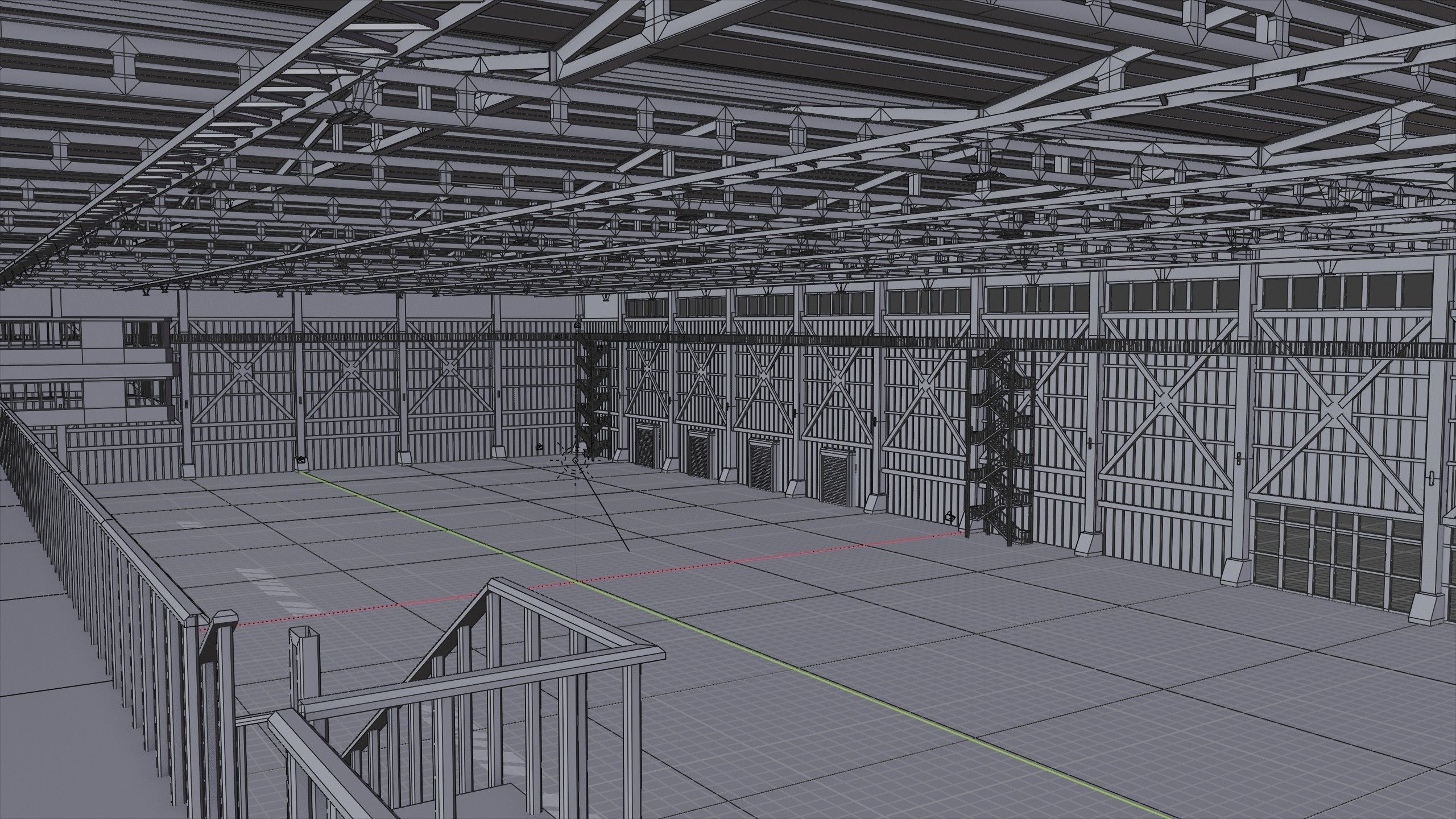 Industrial Hangar Hall Interior 3 Low-poly 3D model_19
