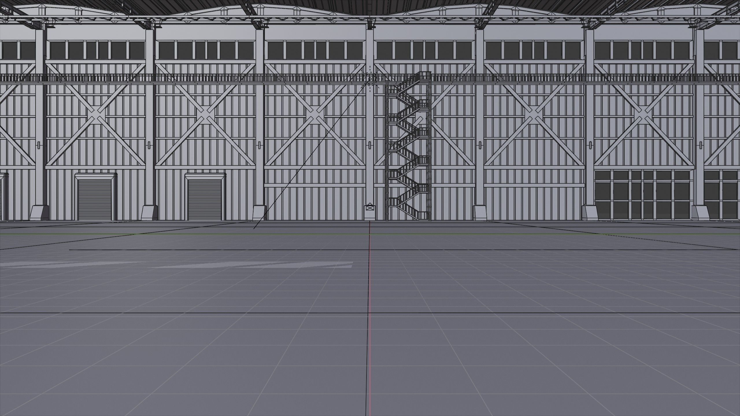 Industrial Hangar Hall Interior 3 Low-poly 3D model_13
