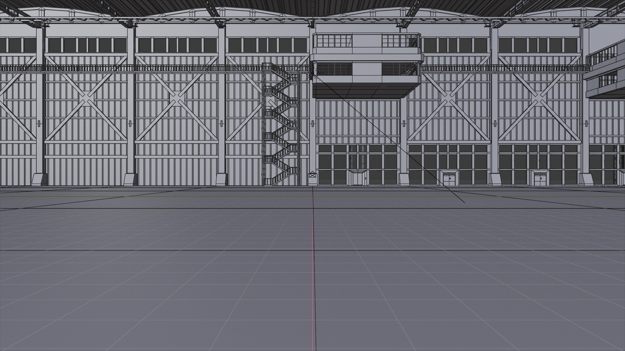 Industrial Hangar Hall Interior 3 Low-poly 3D model_17