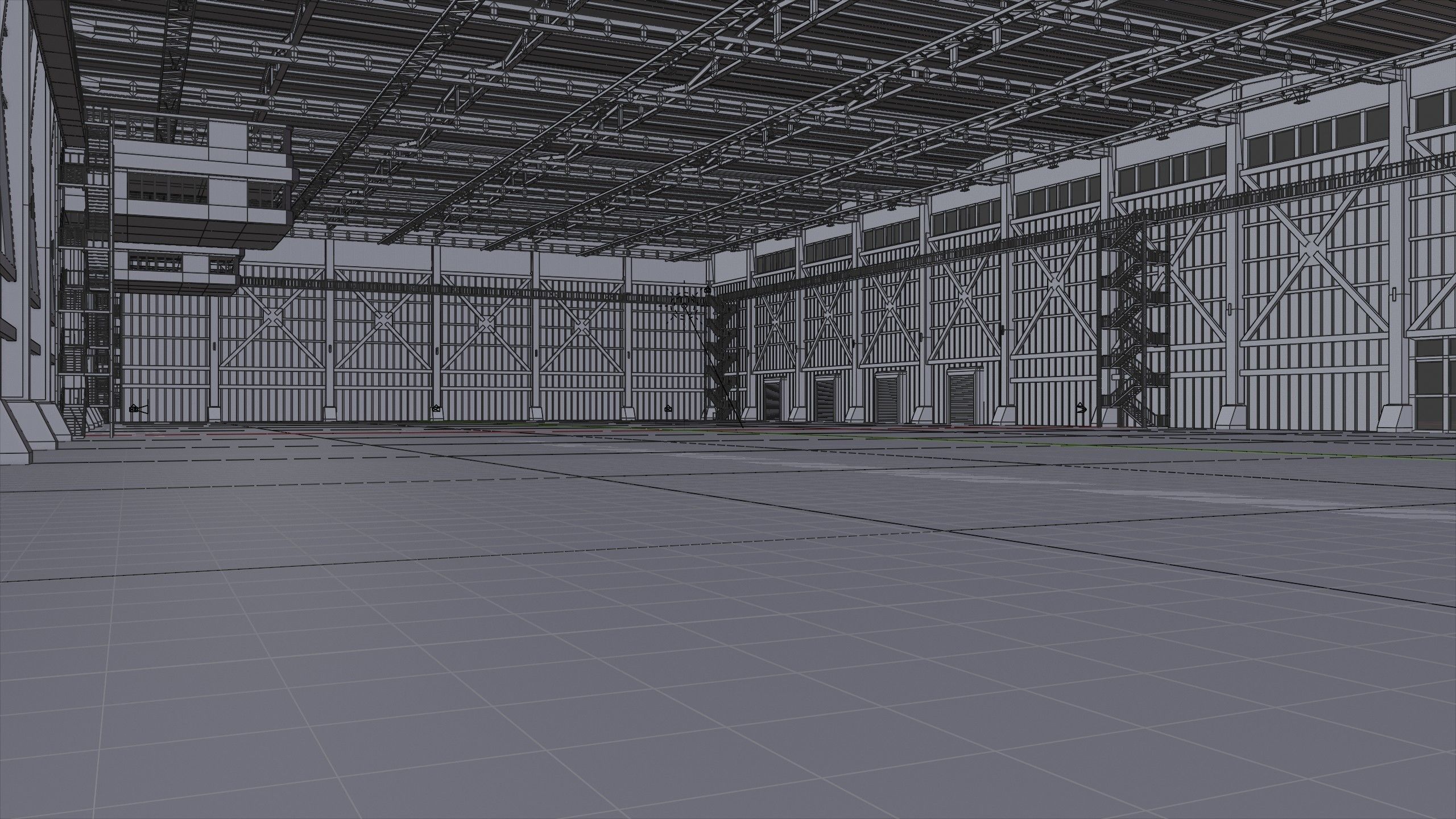 Industrial Hangar Hall Interior 3 Low-poly 3D model_14