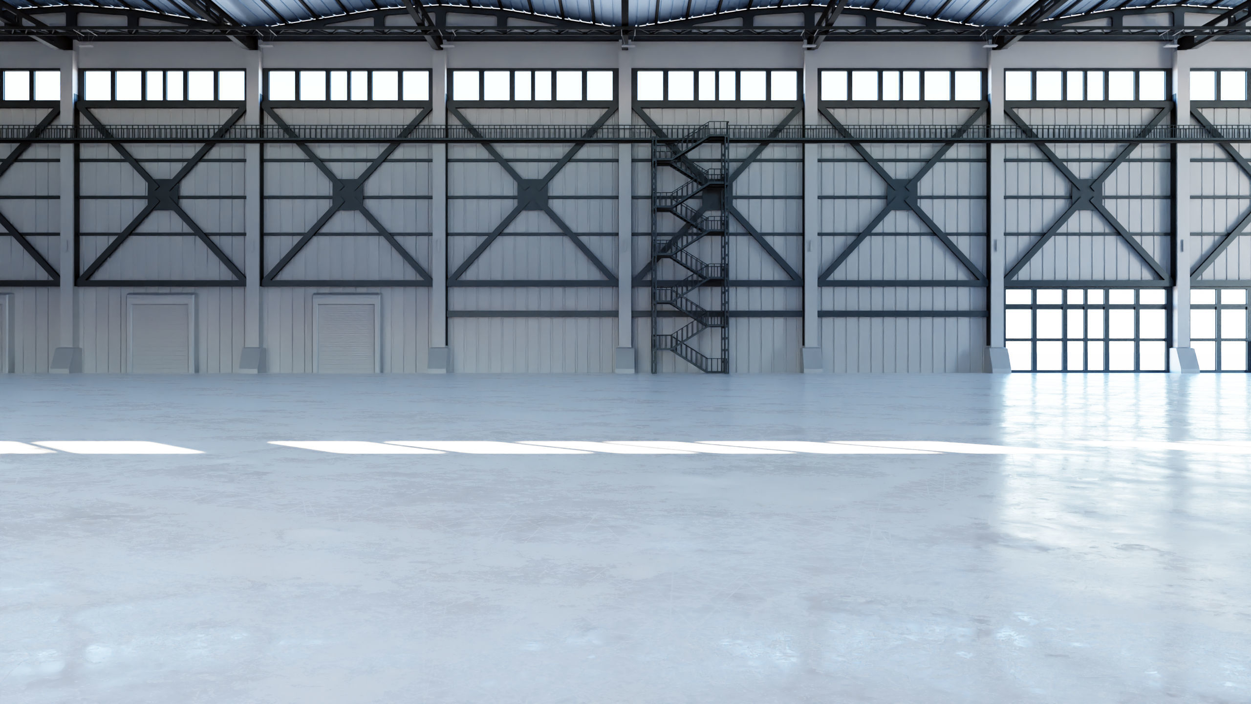 Industrial Hangar Hall Interior 3 Low-poly 3D model_3