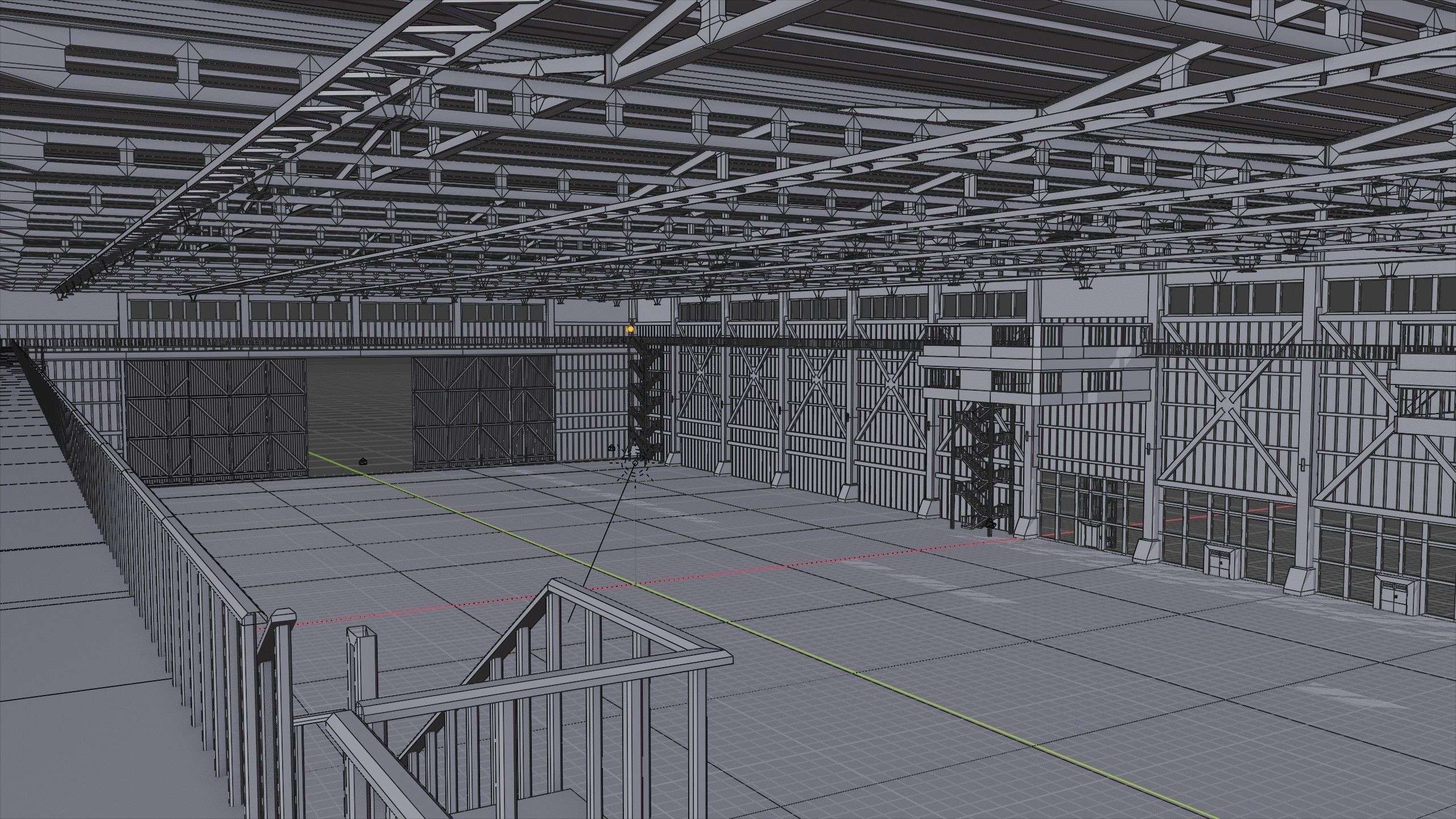 Industrial Hangar Hall Interior 3 Low-poly 3D model_18