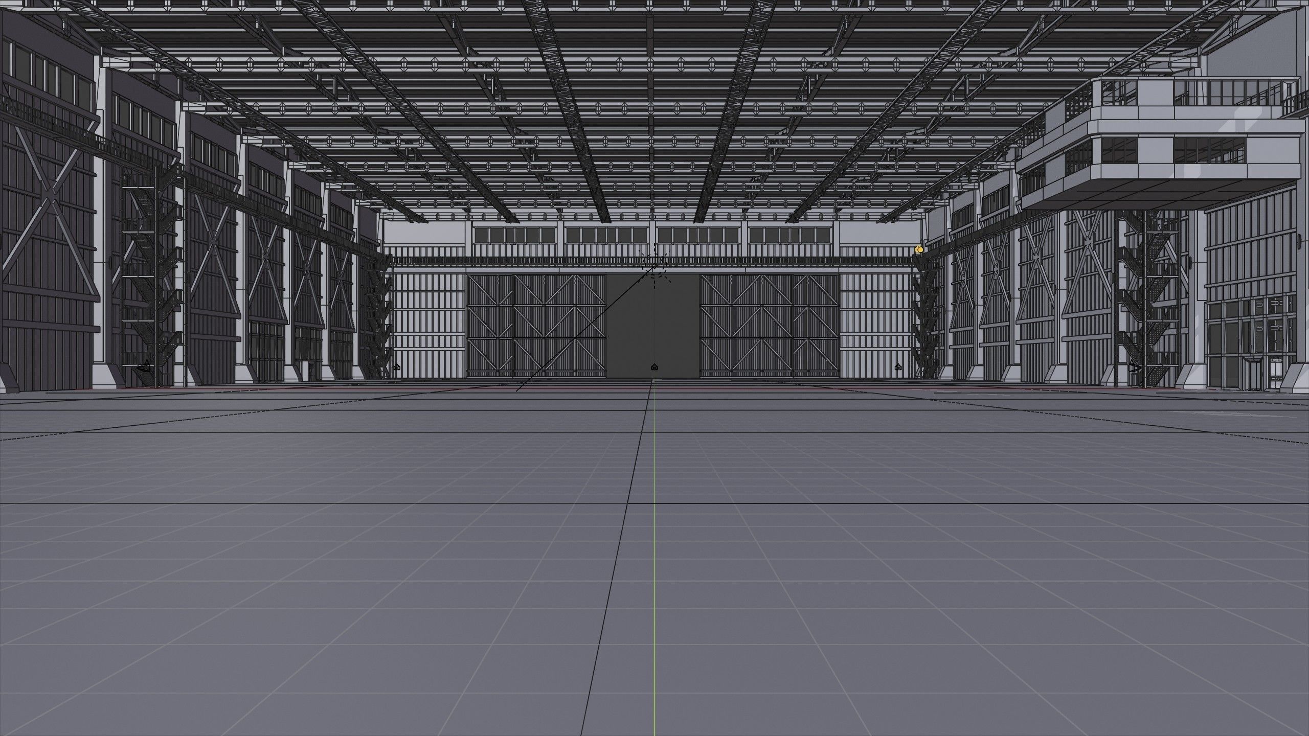 Industrial Hangar Hall Interior 3 Low-poly 3D model_11