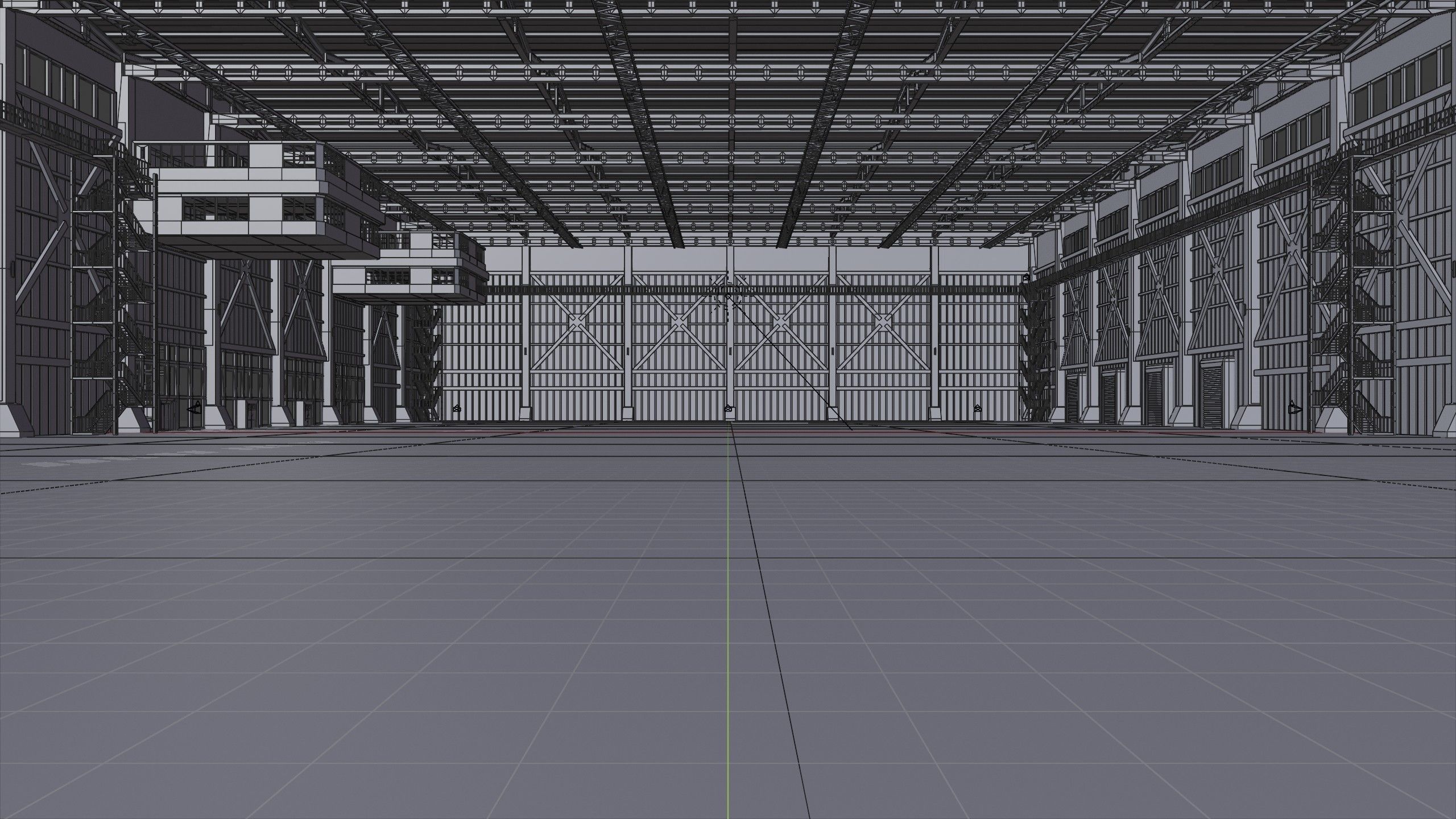 Industrial Hangar Hall Interior 3 Low-poly 3D model_15