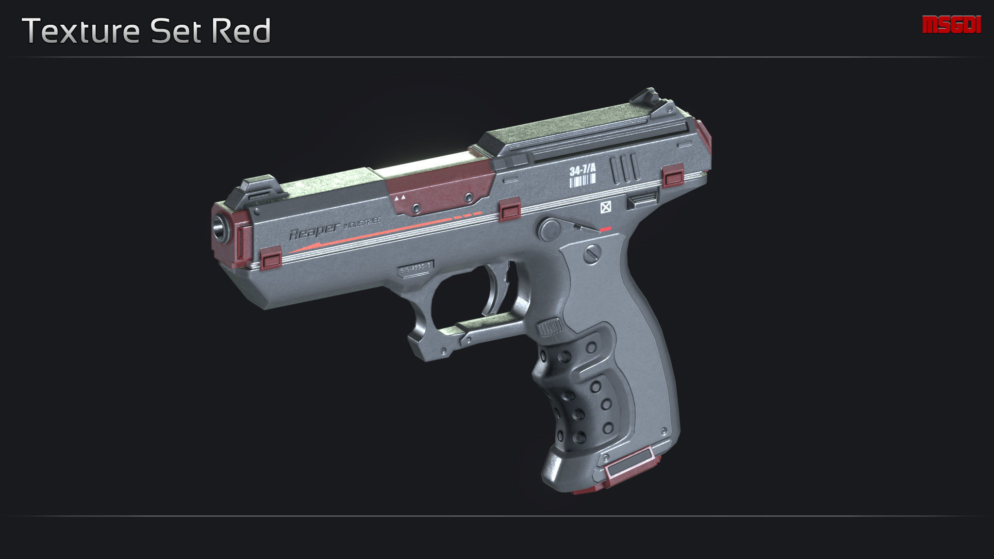 Scifi Pistol STN 33 Low-poly 3D model_12