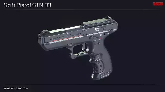 Scifi Pistol STN 33 Low-poly 3D model