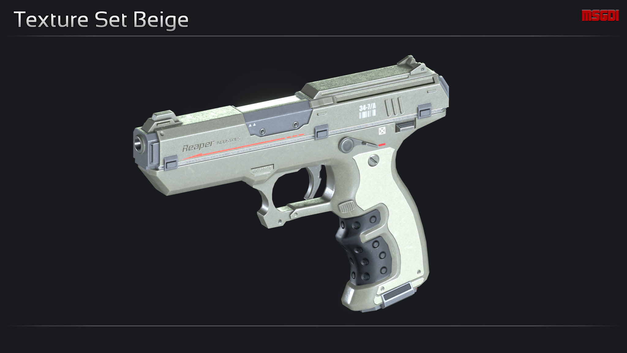 Scifi Pistol STN 33 Low-poly 3D model_10