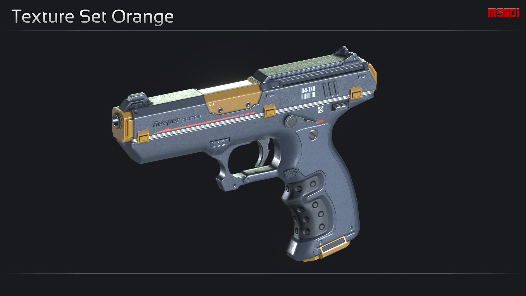 Scifi Pistol STN 33 Low-poly 3D model_11