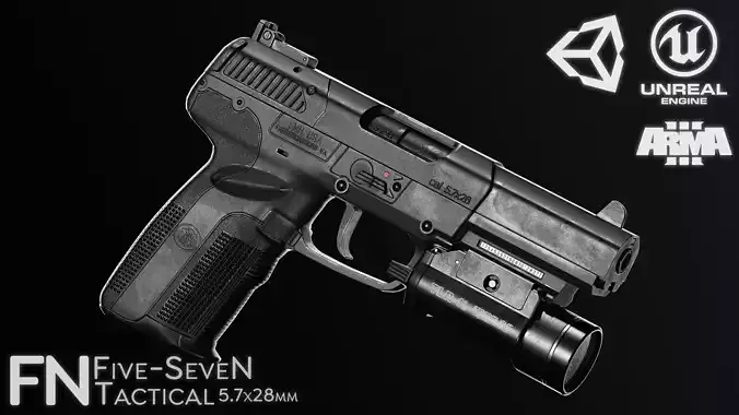 Tactical FN Five Seven - PBR Game Ready Low-poly 3D model