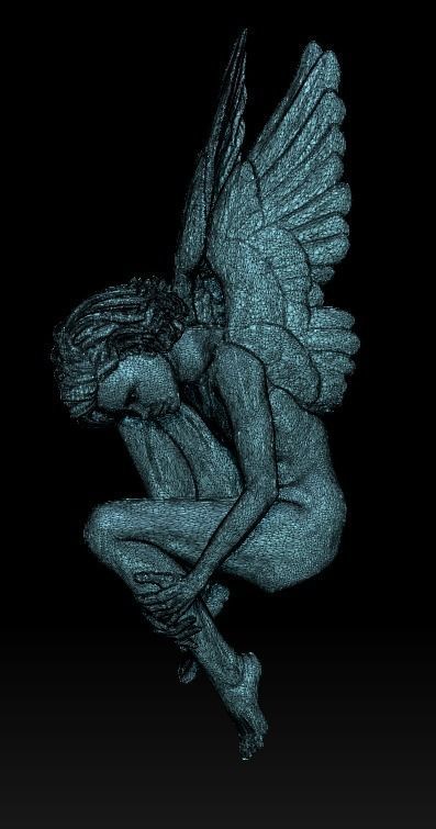 Sad Wounded Sitting Angel Statue High Detailed 3D print model_9