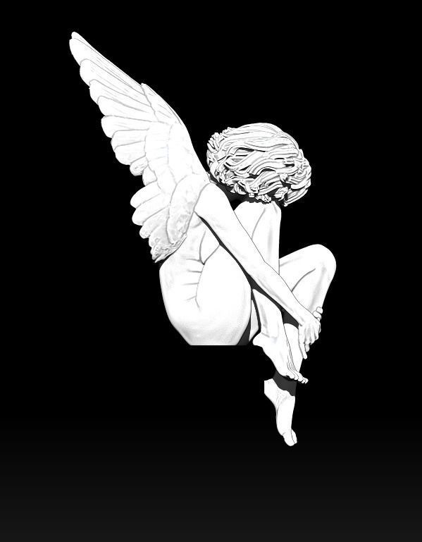 Sad Wounded Sitting Angel Statue High Detailed 3D print model_6