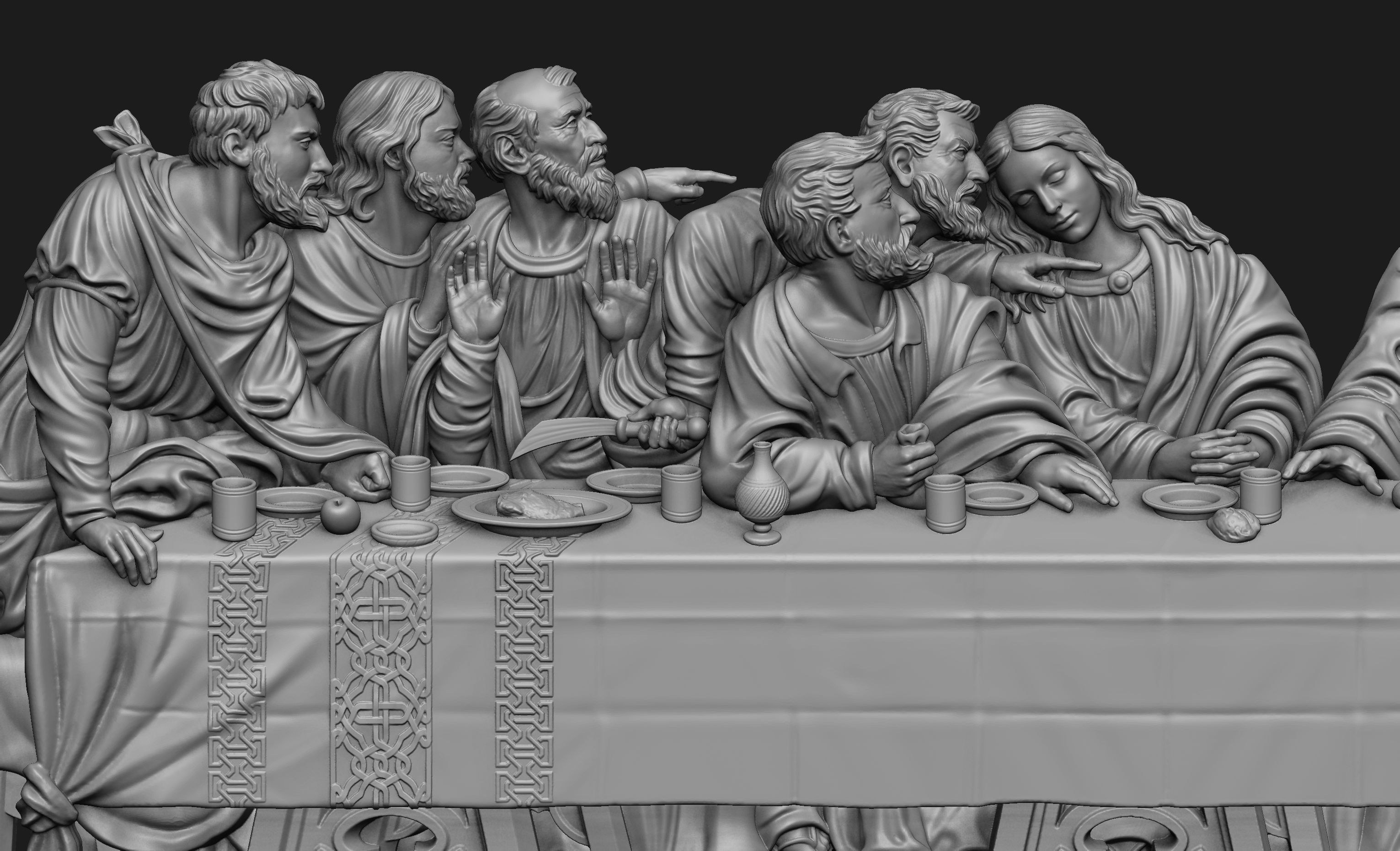 Last Supper Bas-Relief Set 3D print model_14