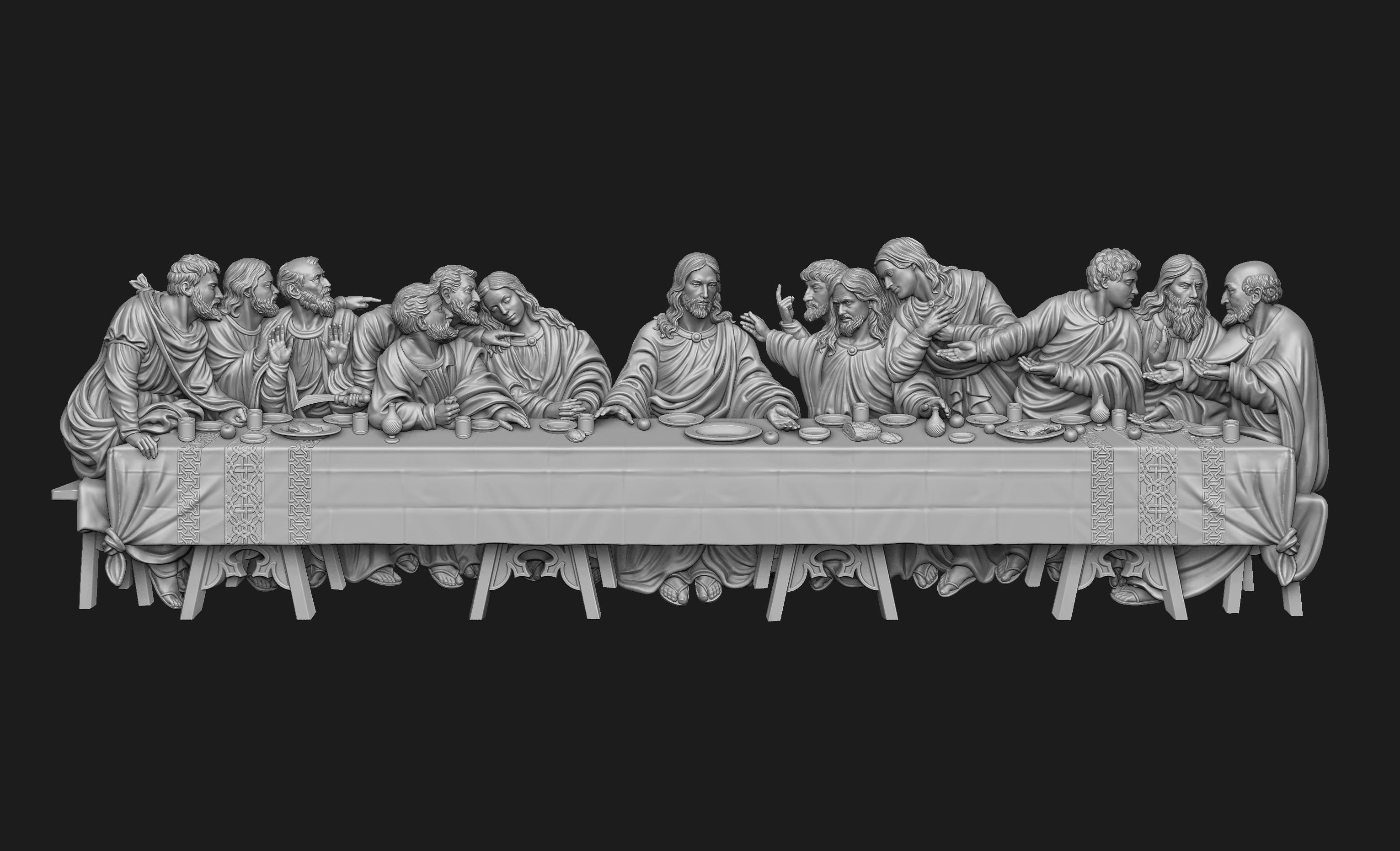 Last Supper Bas-Relief Set 3D print model_2