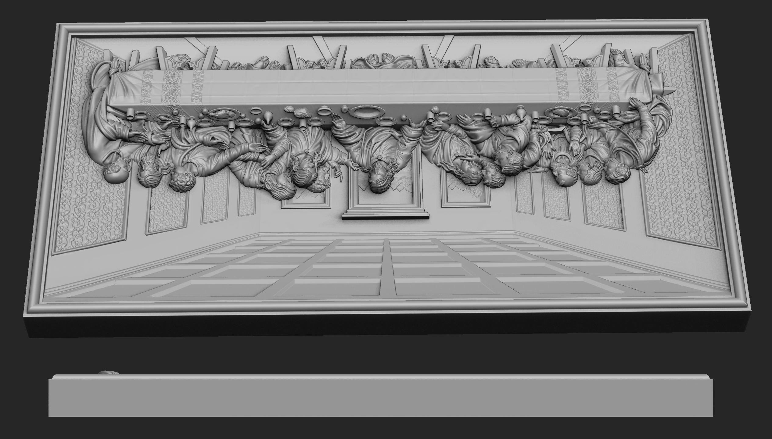 Last Supper Bas-Relief Set 3D print model_6
