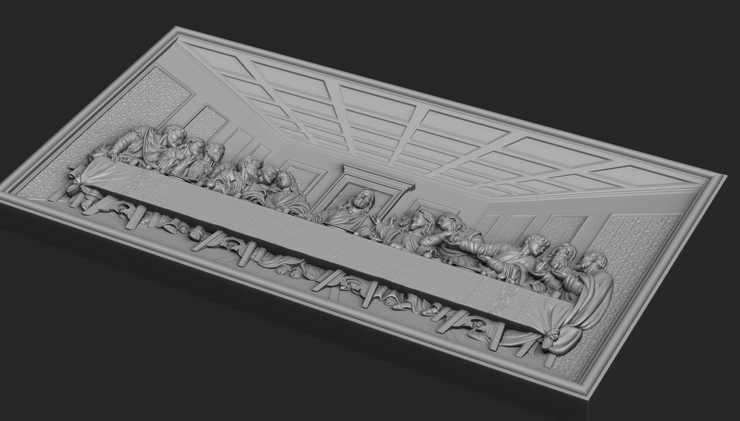 Last Supper Bas-Relief Set 3D print model_8