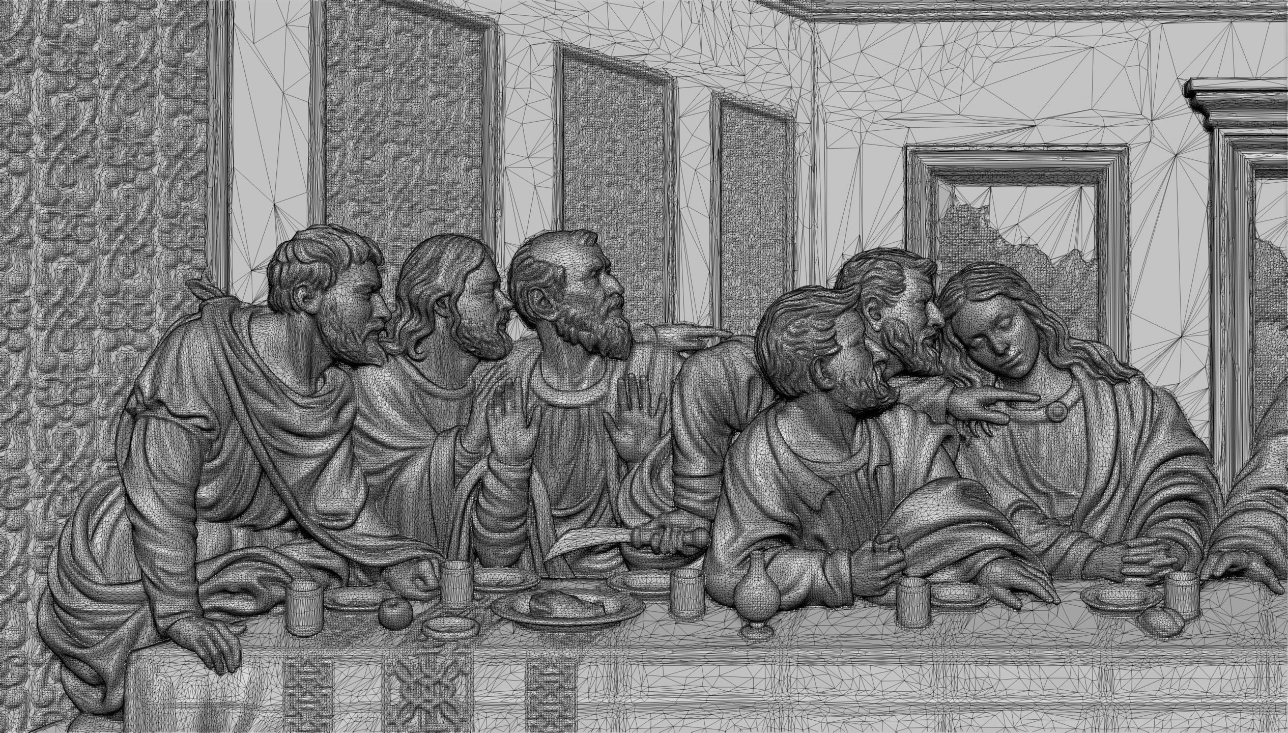 Last Supper Bas-Relief Set 3D print model_9