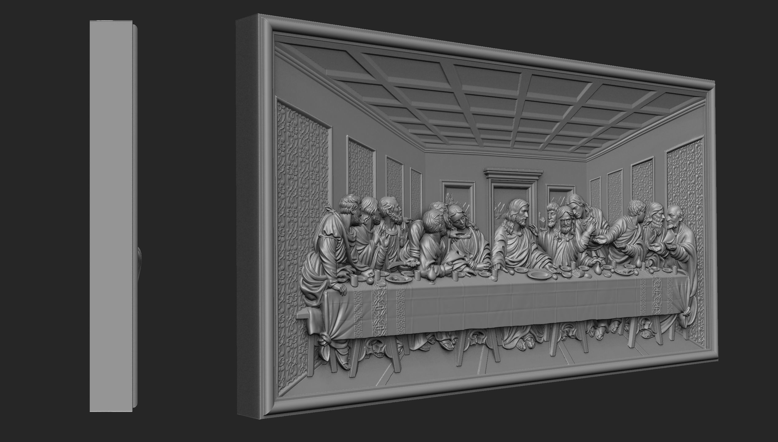 Last Supper Bas-Relief Set 3D print model_4