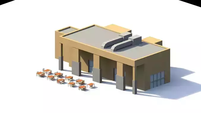 Low Poly Holiday Restaurant Low-poly 3D model