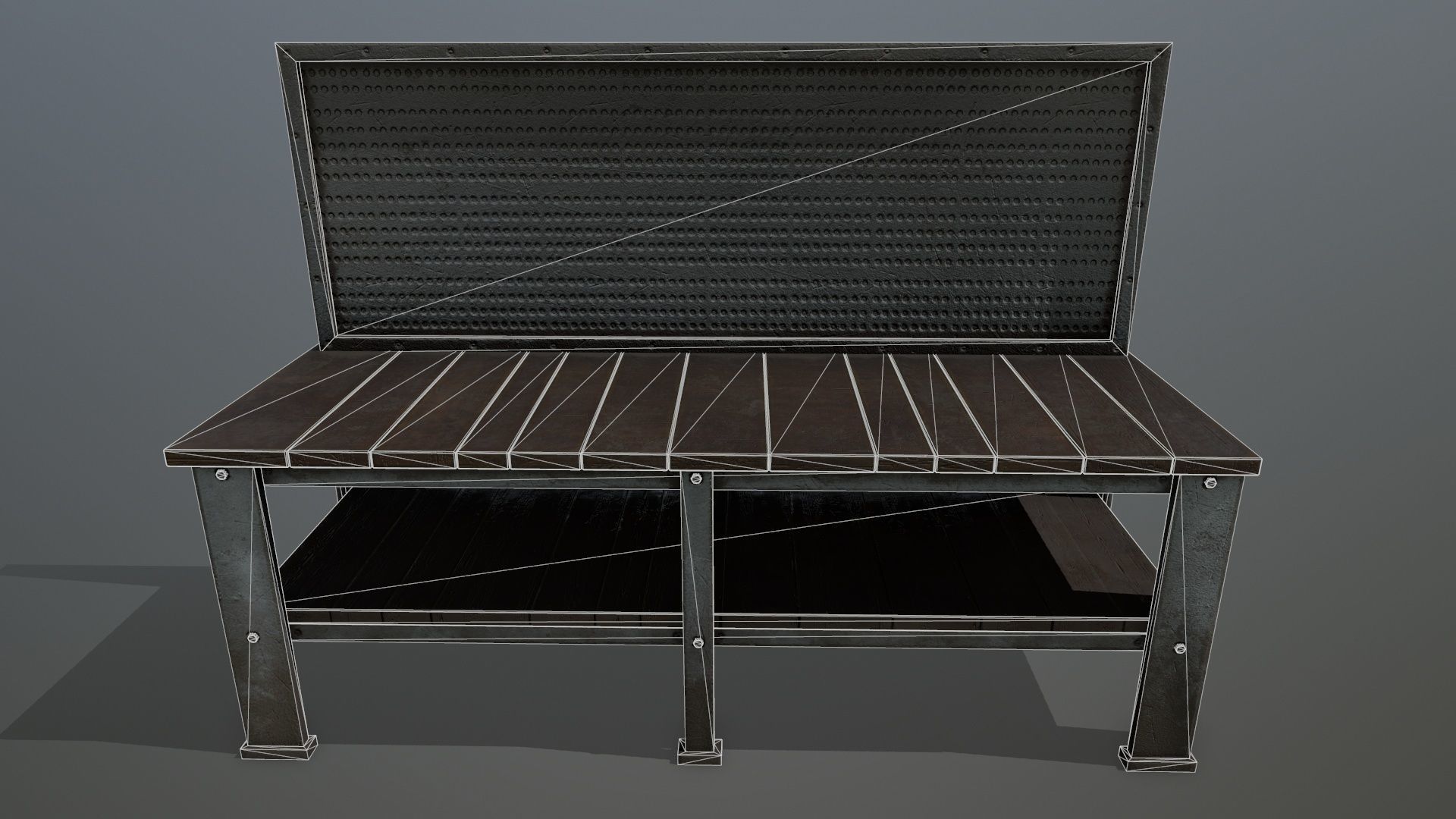 workbench bench Low-poly 3D model_13