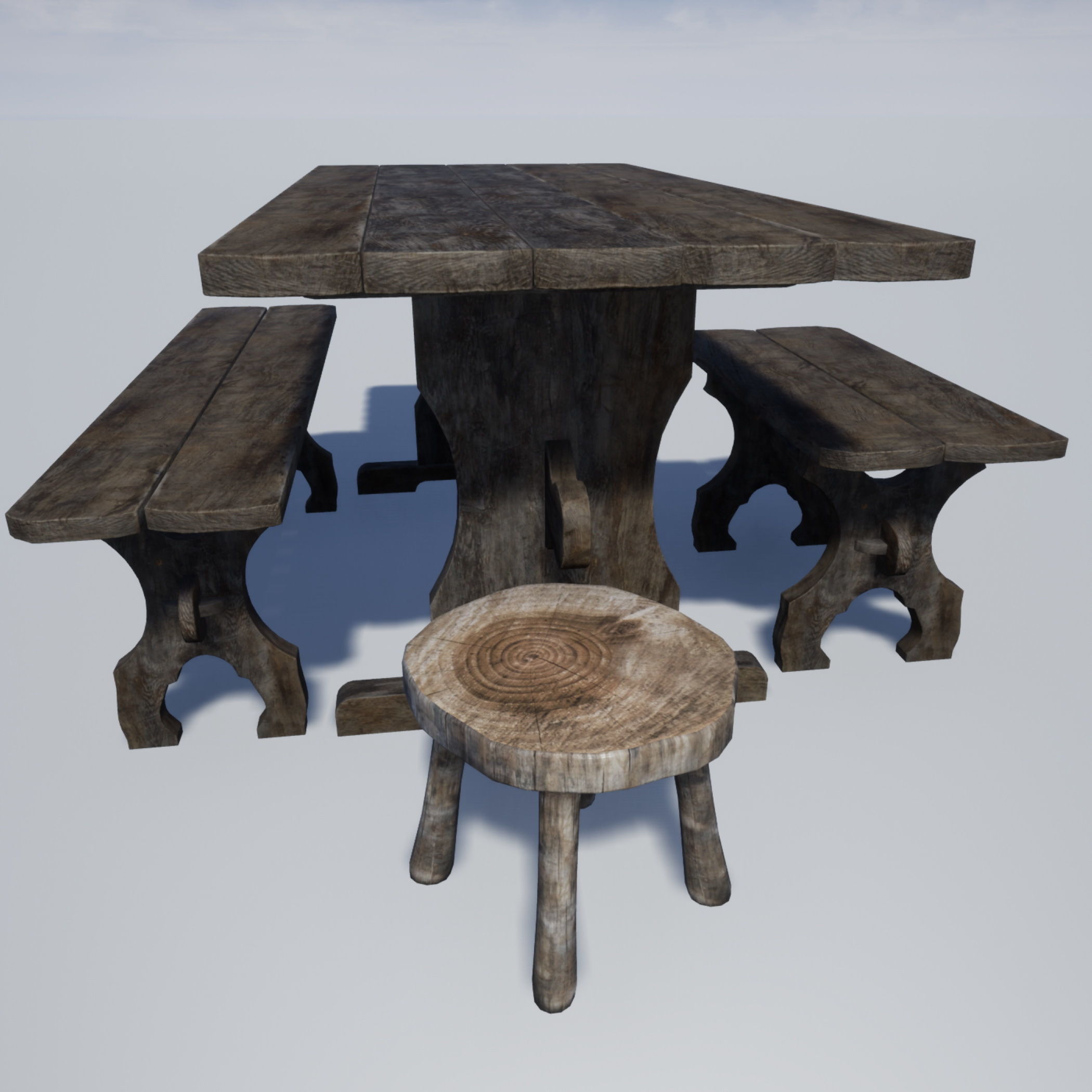 Medieval Table Collection Low-poly 3D model