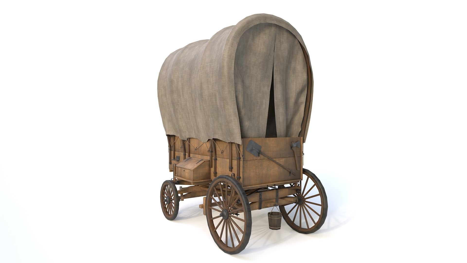 Western Covered Wagon Low-poly 3D model_2