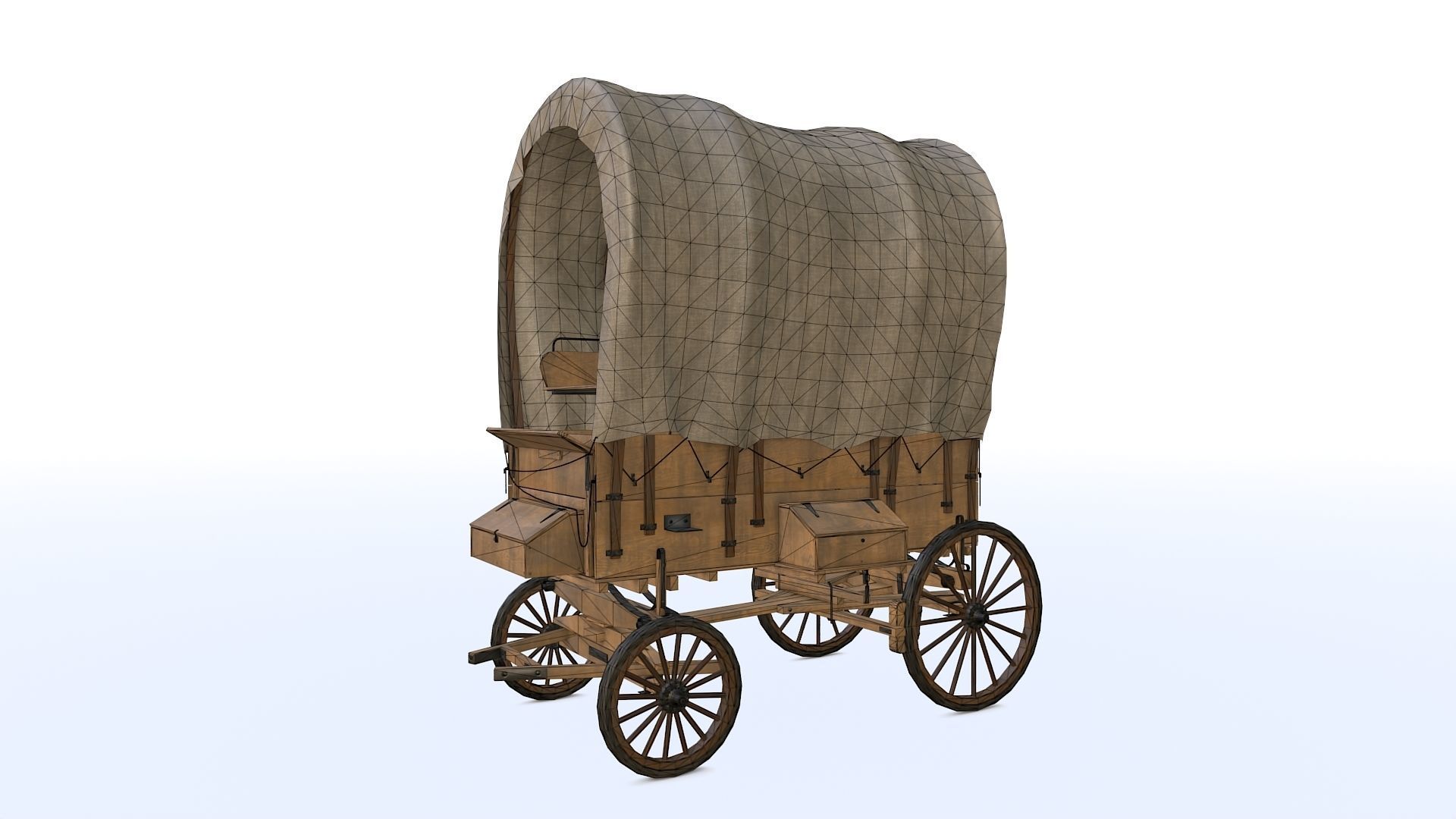 Western Covered Wagon Low-poly 3D model_10