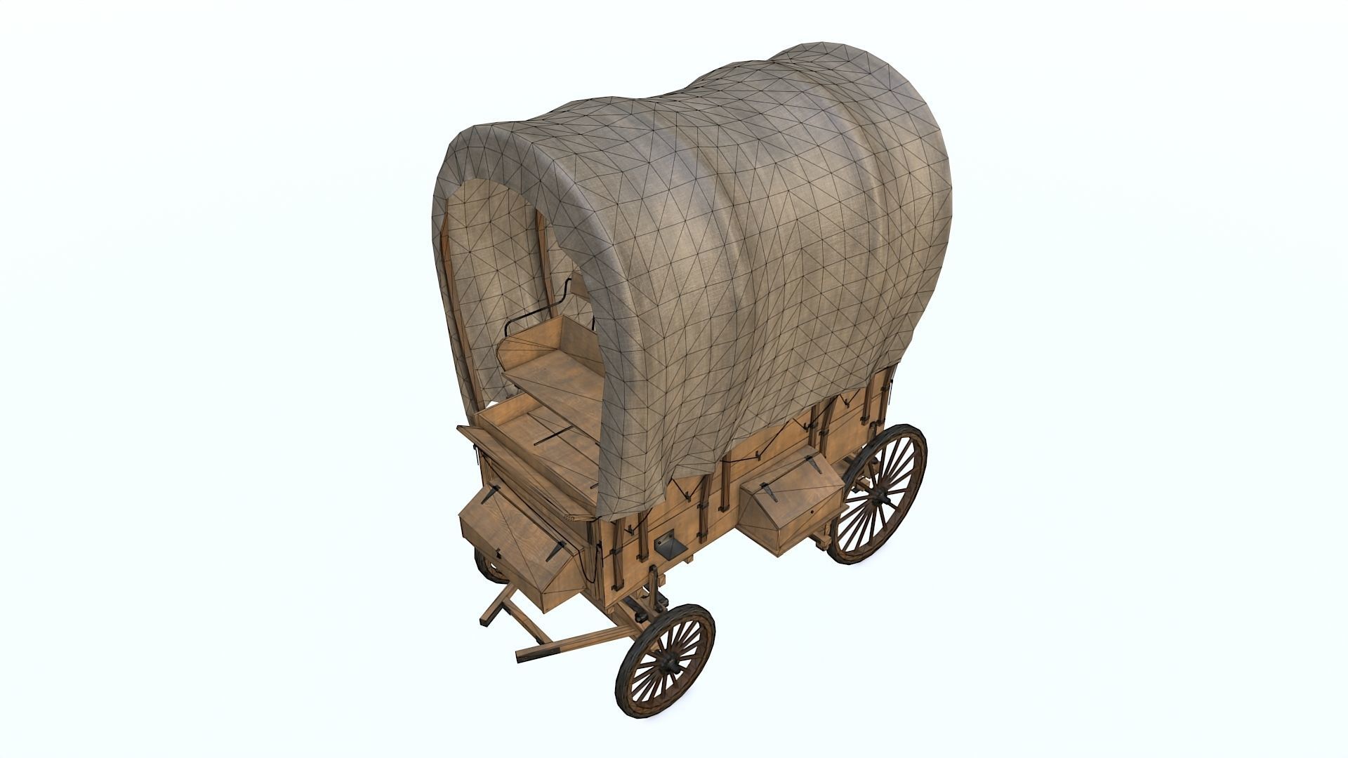 Western Covered Wagon Low-poly 3D model_14