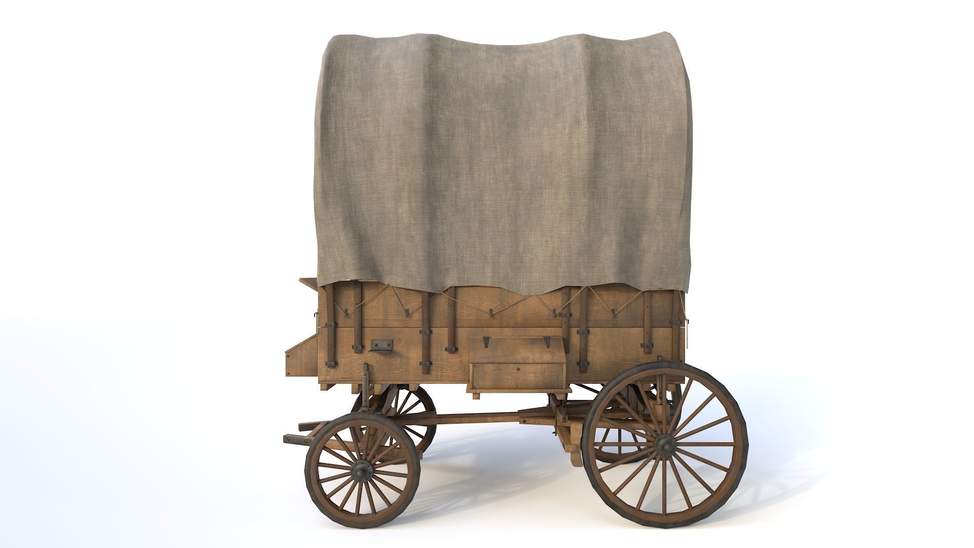 Western Covered Wagon Low-poly 3D model_6