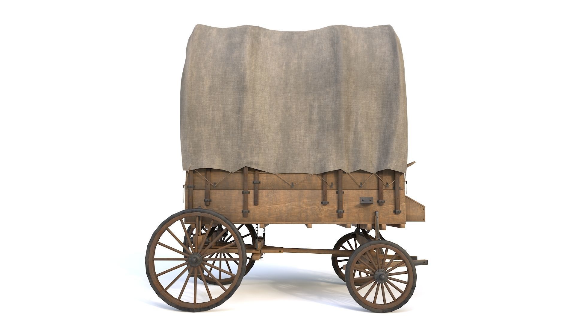 Western Covered Wagon Low-poly 3D model_5