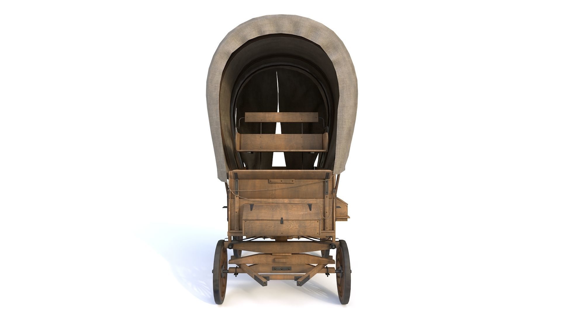 Western Covered Wagon Low-poly 3D model_7