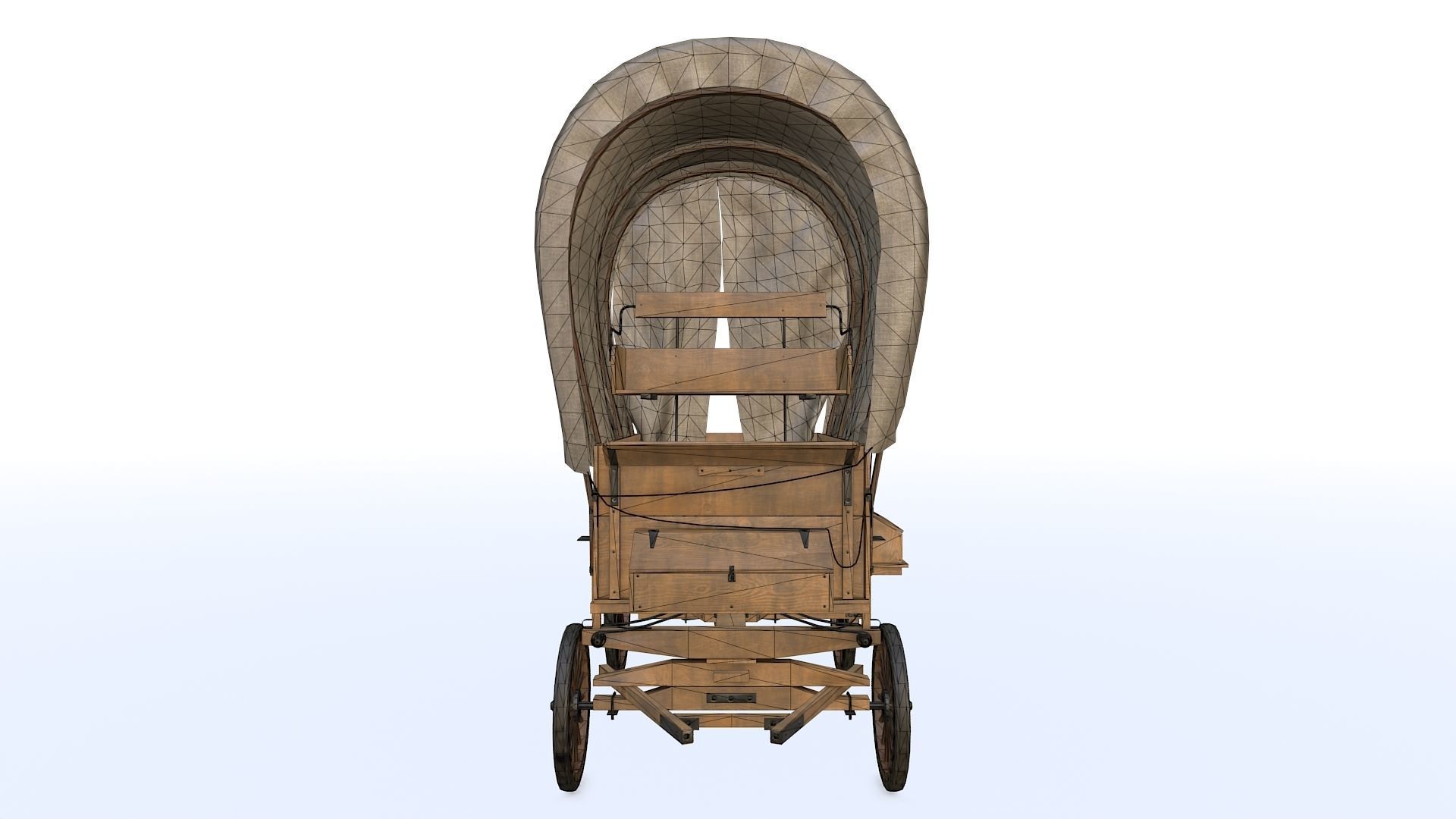 Western Covered Wagon Low-poly 3D model_17