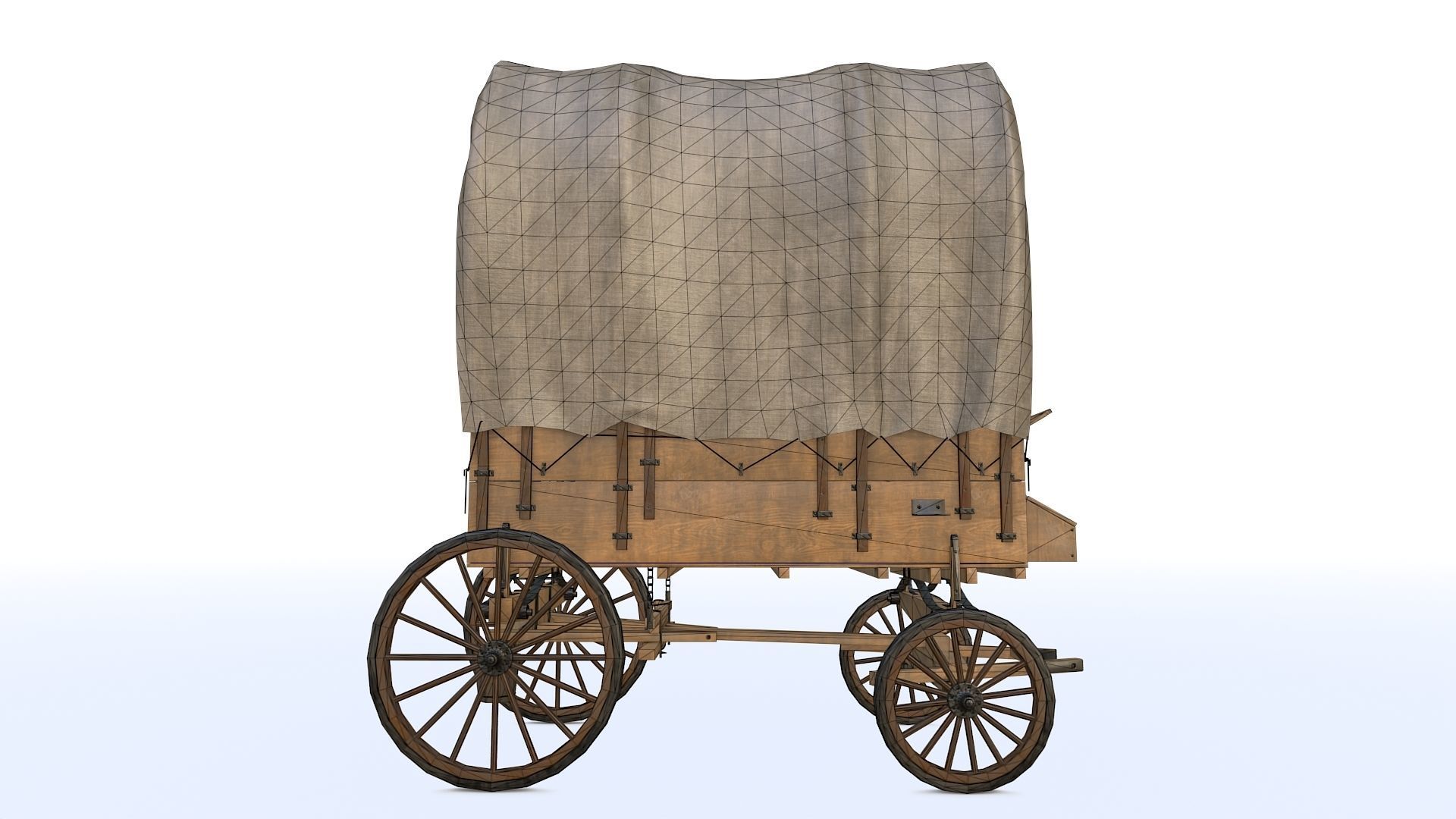 Western Covered Wagon Low-poly 3D model_15