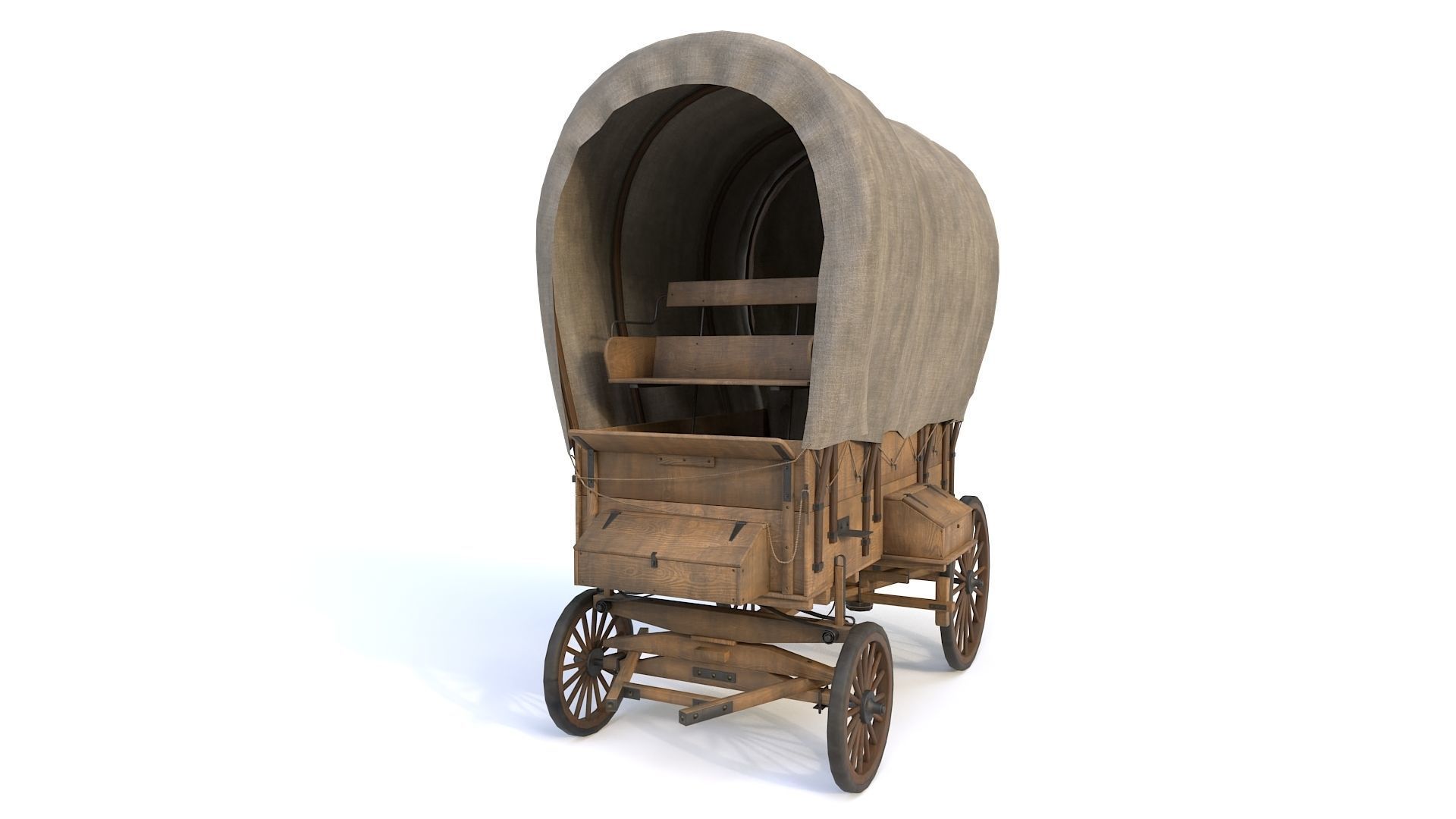 Western Covered Wagon Low-poly 3D model_3