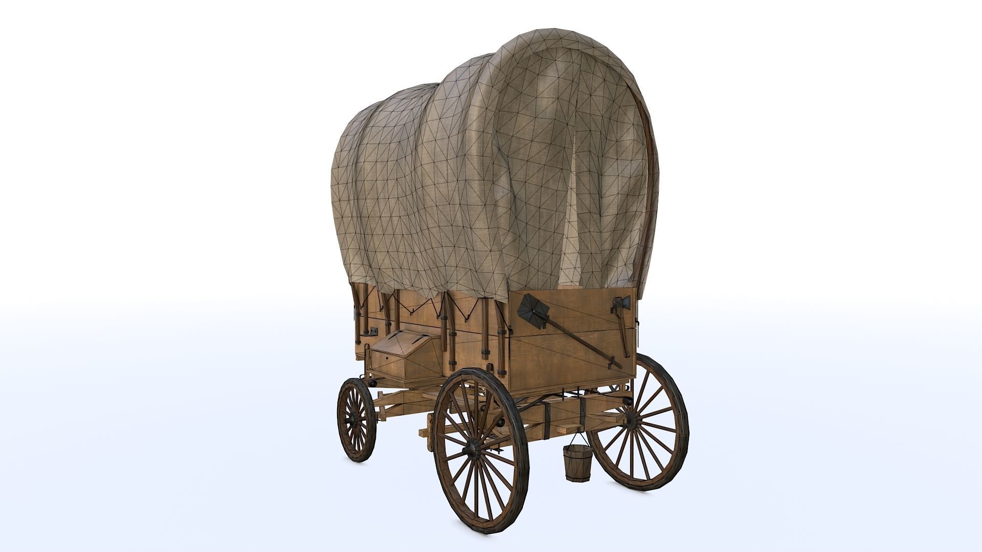 Western Covered Wagon Low-poly 3D model_12