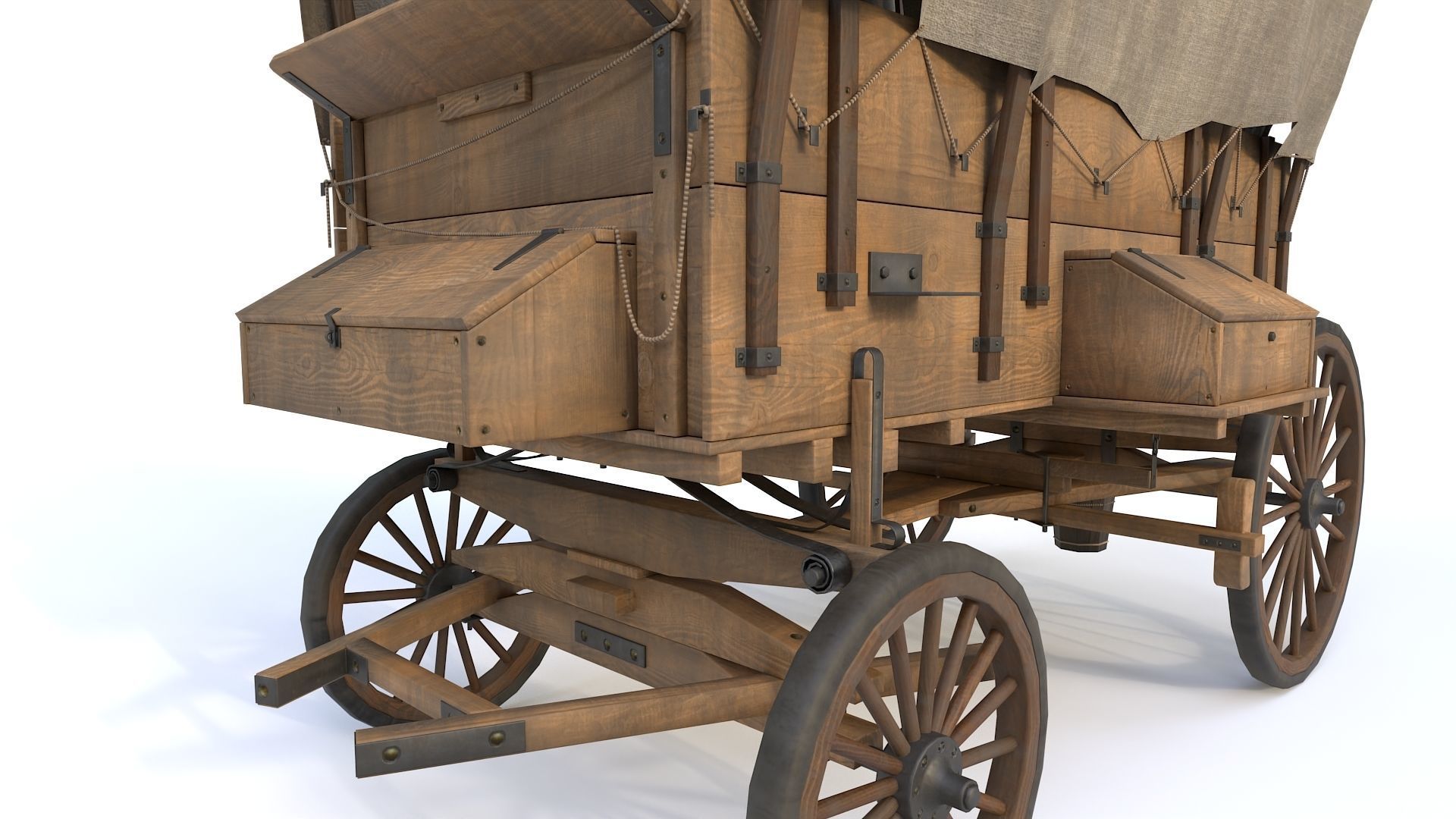 Western Covered Wagon Low-poly 3D model_8