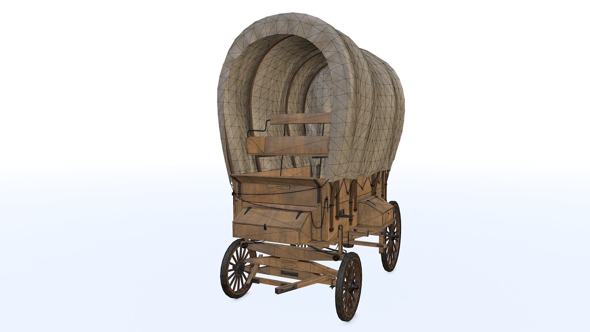Western Covered Wagon Low-poly 3D model_13
