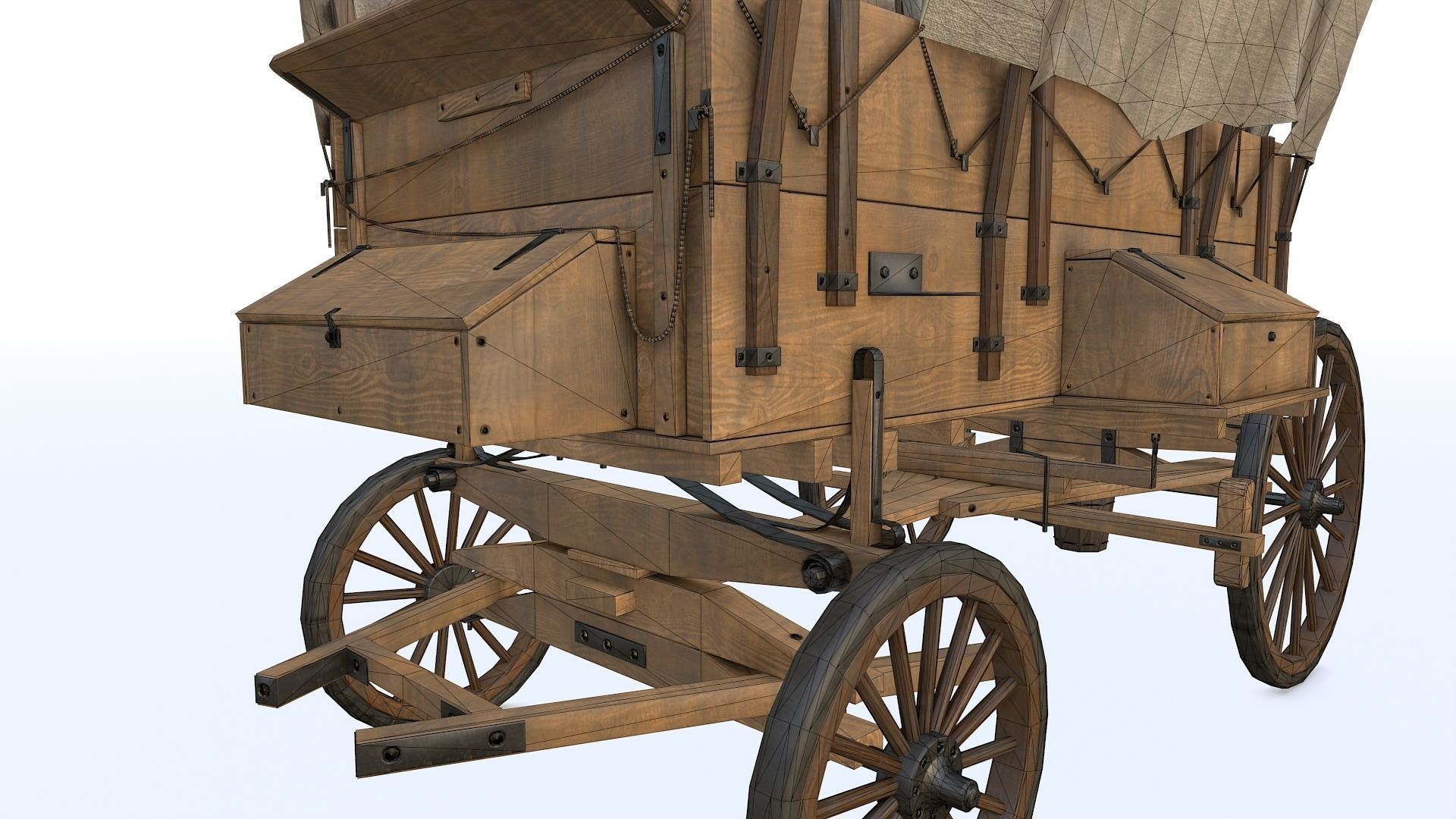 Western Covered Wagon Low-poly 3D model_18