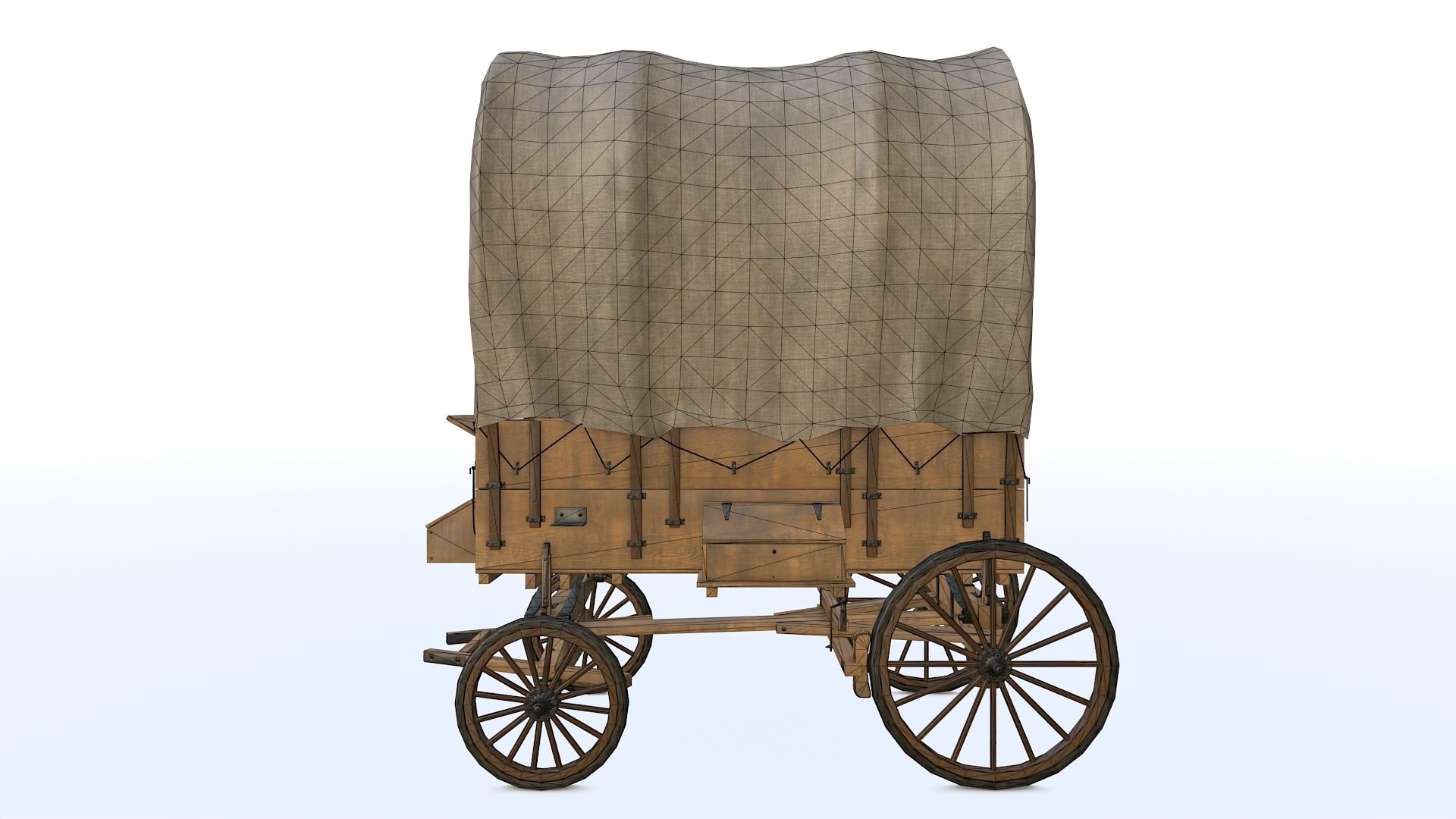 Western Covered Wagon Low-poly 3D model_16