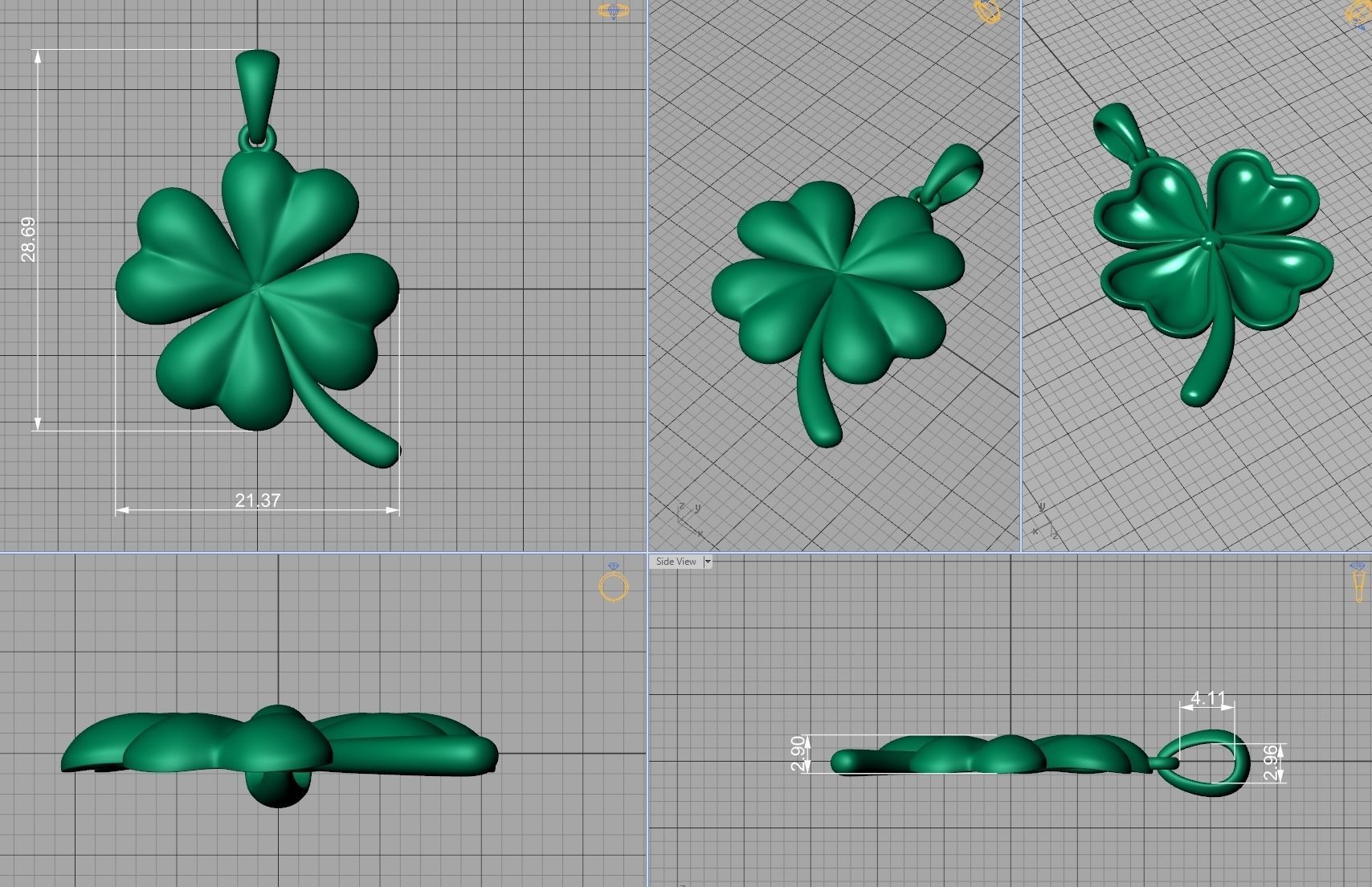 Clover Pendant printable 3dmodel 3D print model_11
