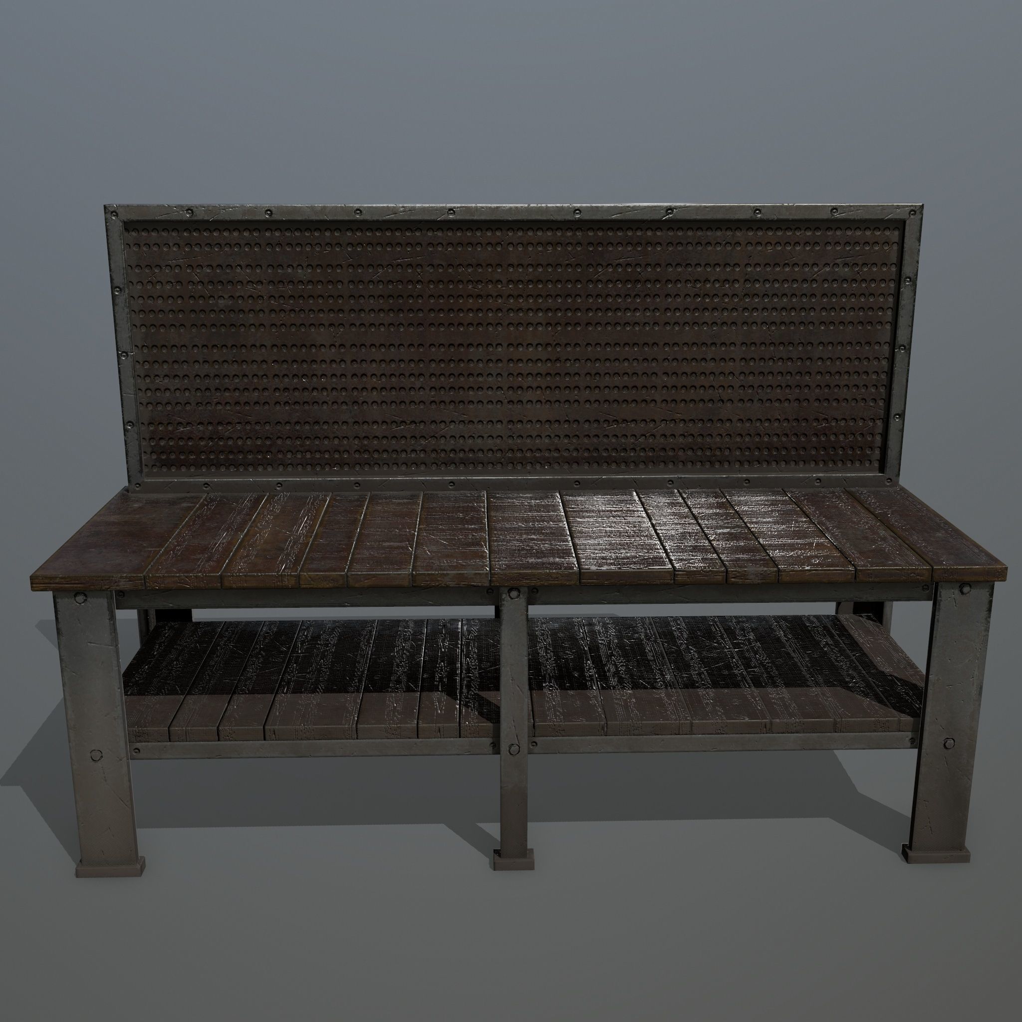 workbench bench Low-poly 3D model_1