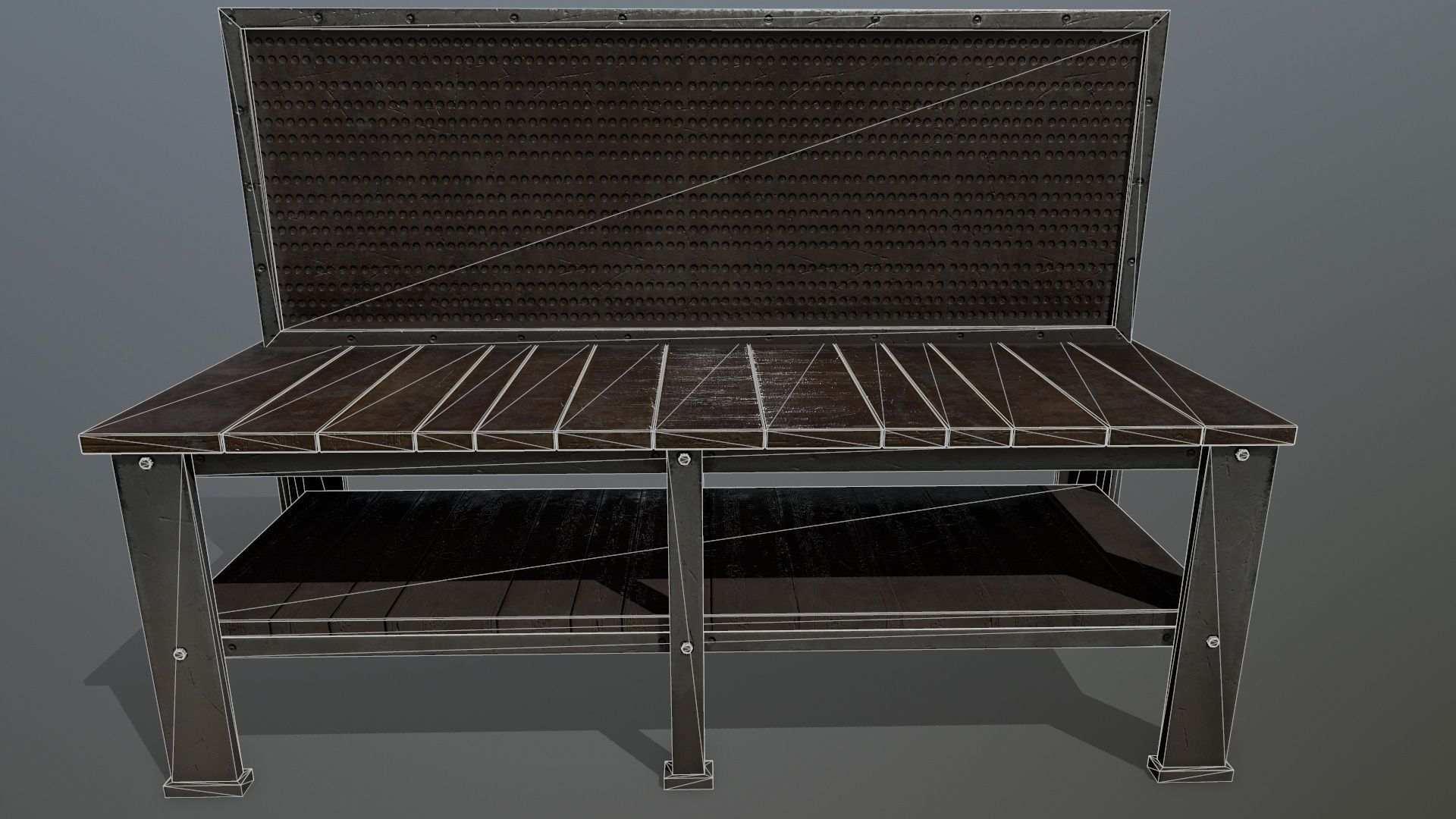 workbench bench Low-poly 3D model_12