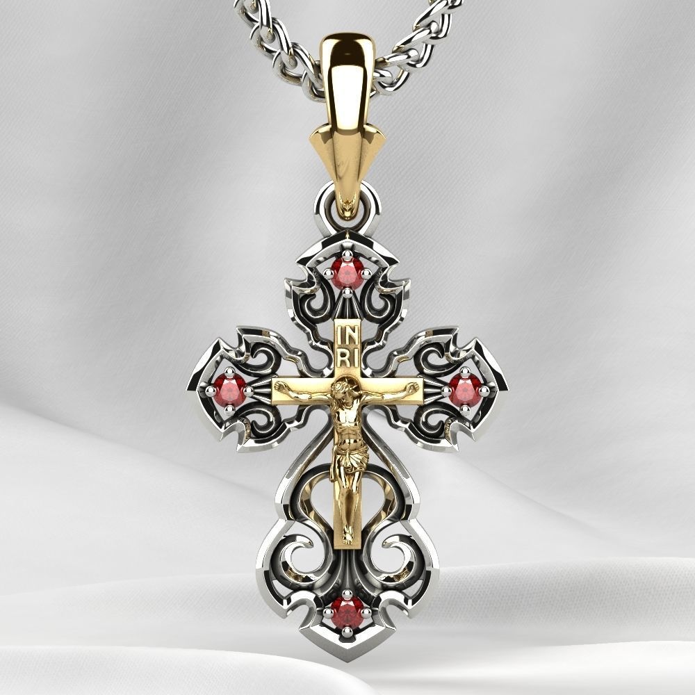 Gold Cross With Crucifixion 3D print model_9