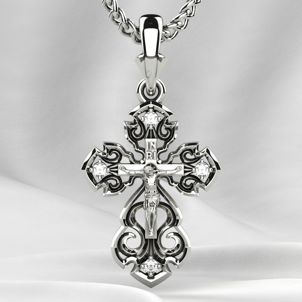 Gold Cross With Crucifixion 3D print model_7