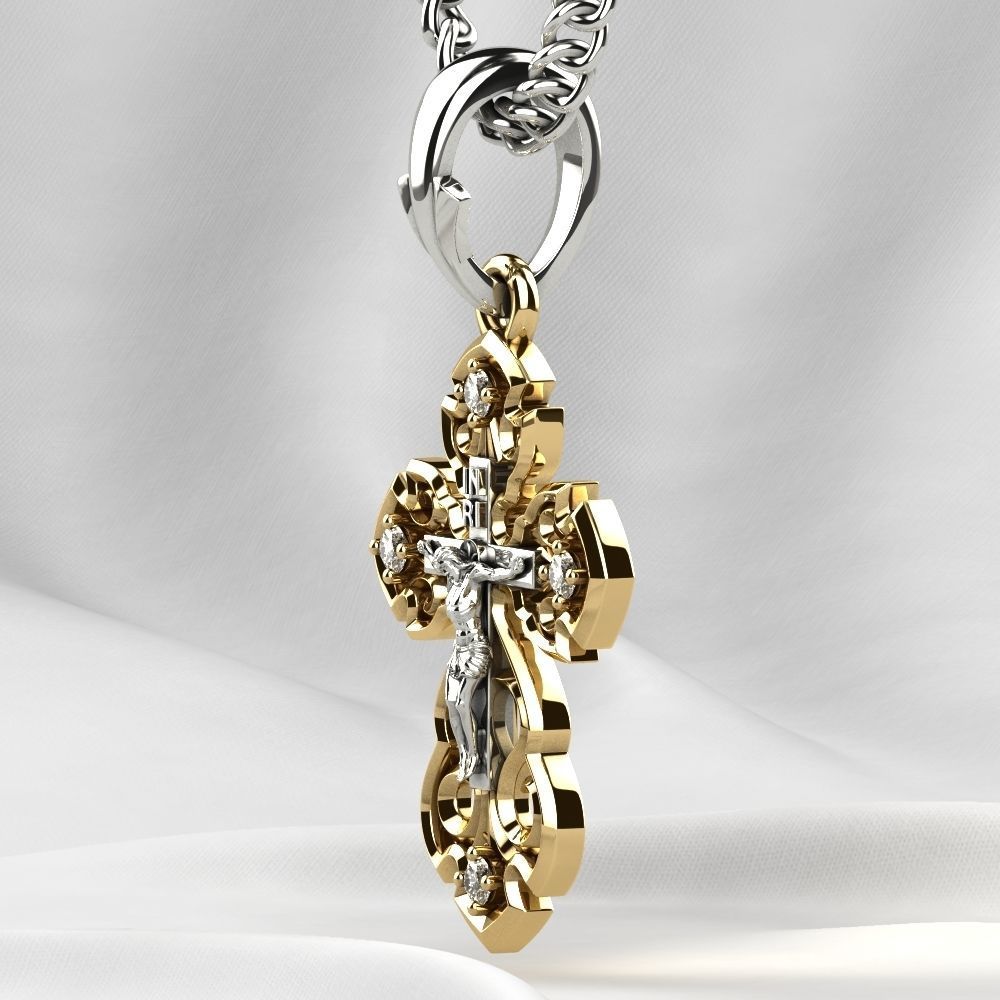 Gold Cross With Crucifixion 3D print model_15